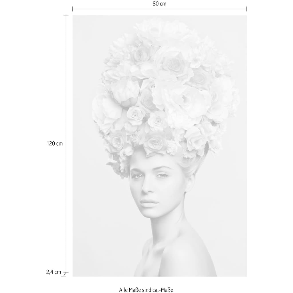 queence Acrylglasbild »Frau mit Blumenhut«