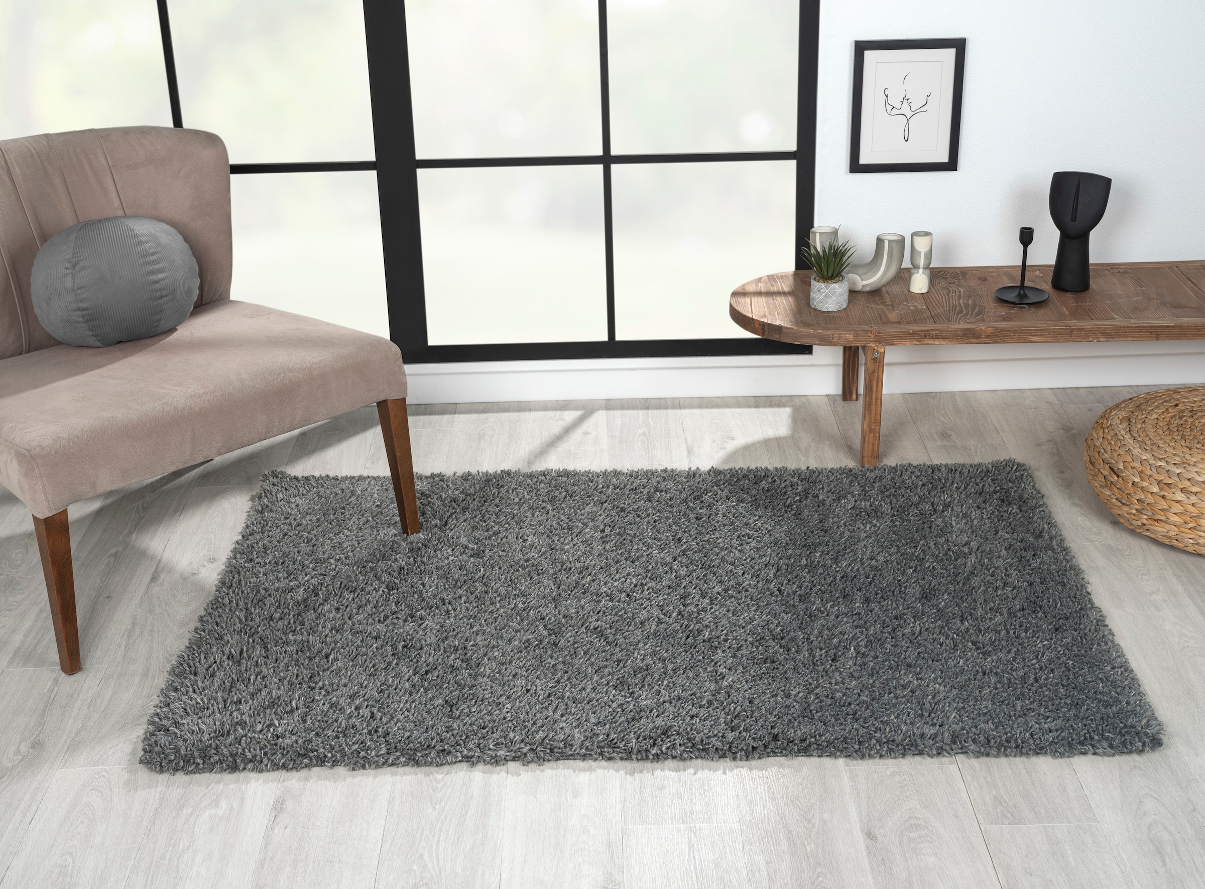 Myflair Möbel & Accessoires Hochflor-Teppich »My Shaggy«, rechteckig, 37 mm Höhe, Shaggy, Uni-Farben, leicht glänzend, Microfaser, extra flauschig