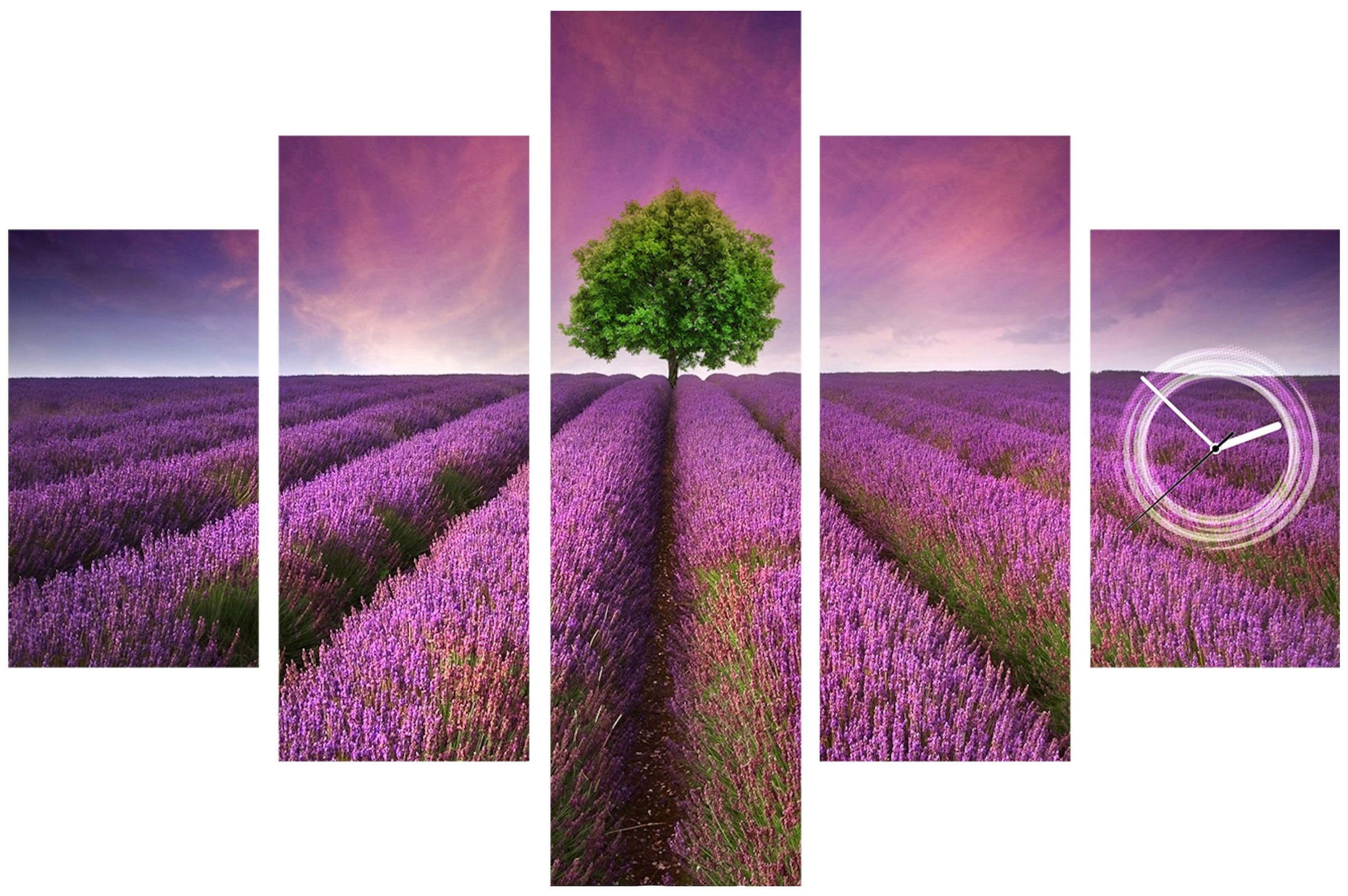 Natur Conni Blumen, Oberkircher´s Bild Uhr, Landschaften, | dekorativer Entspannung - shoppen (Set, (Set Feld«, »Lavender Lavendel Jelmoli-Versand Field online 5), mit