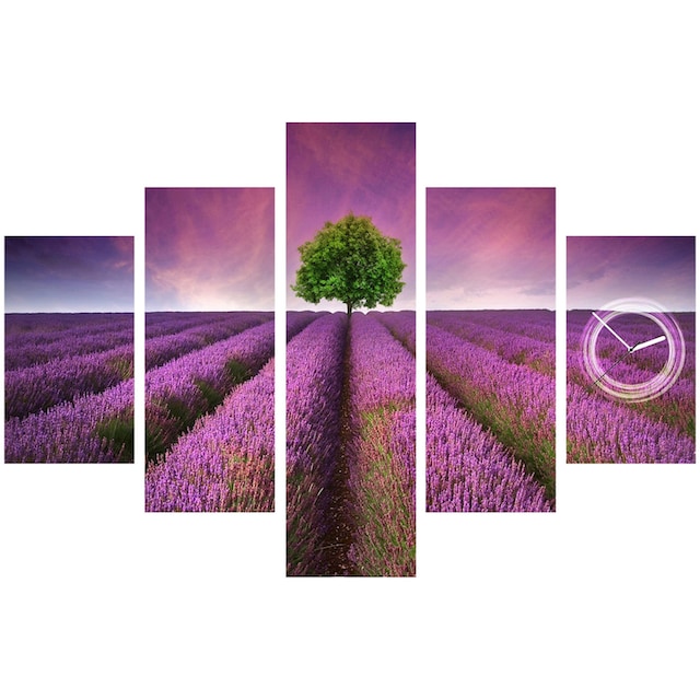 Conni Oberkircher´s Bild »Lavender Field - Lavendel Feld«, Landschaften,  (Set, (Set 5), mit dekorativer Uhr, Natur Blumen, Entspannung online  shoppen | Jelmoli-Versand