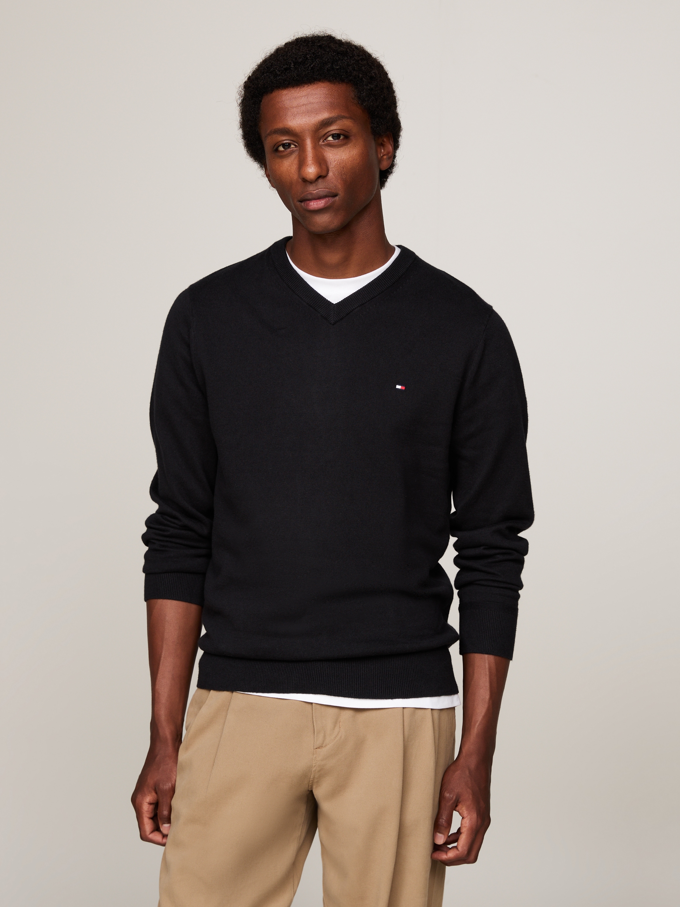 Tommy Hilfiger V-Ausschnitt-Pullover »PIMA ORG CTN CASHMERE V NECK«