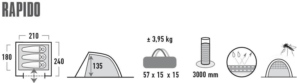 ❤ High Peak Kuppelzelt »Zelt Rapido 3.0«, 3 Personen, (mit Transporttasche)  entdecken im Jelmoli-Online Shop