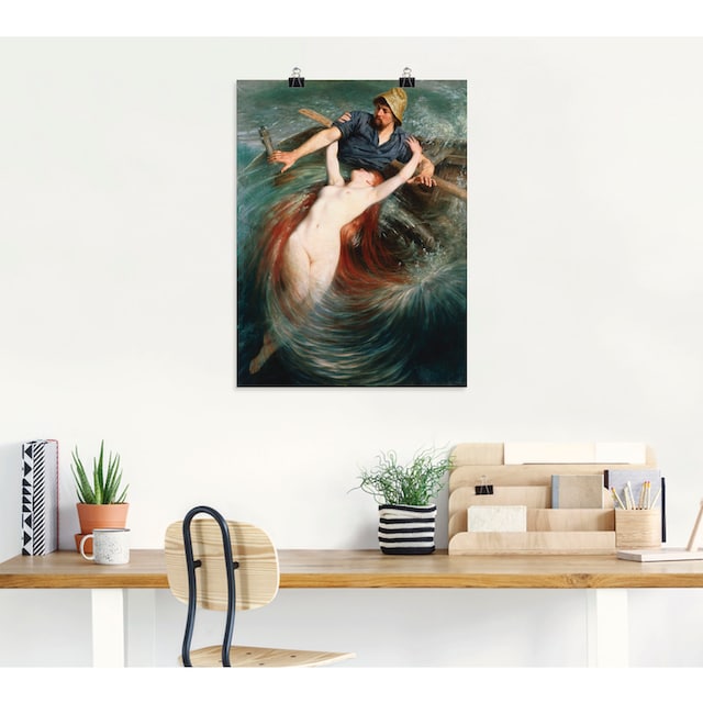 Artland Wandbild »Ein Fischer in den Fängen einer Sirene.«, klassische  Fantasie, (1 St.), als Leinwandbild, Poster in verschied. Grössen online  shoppen | Jelmoli-Versand