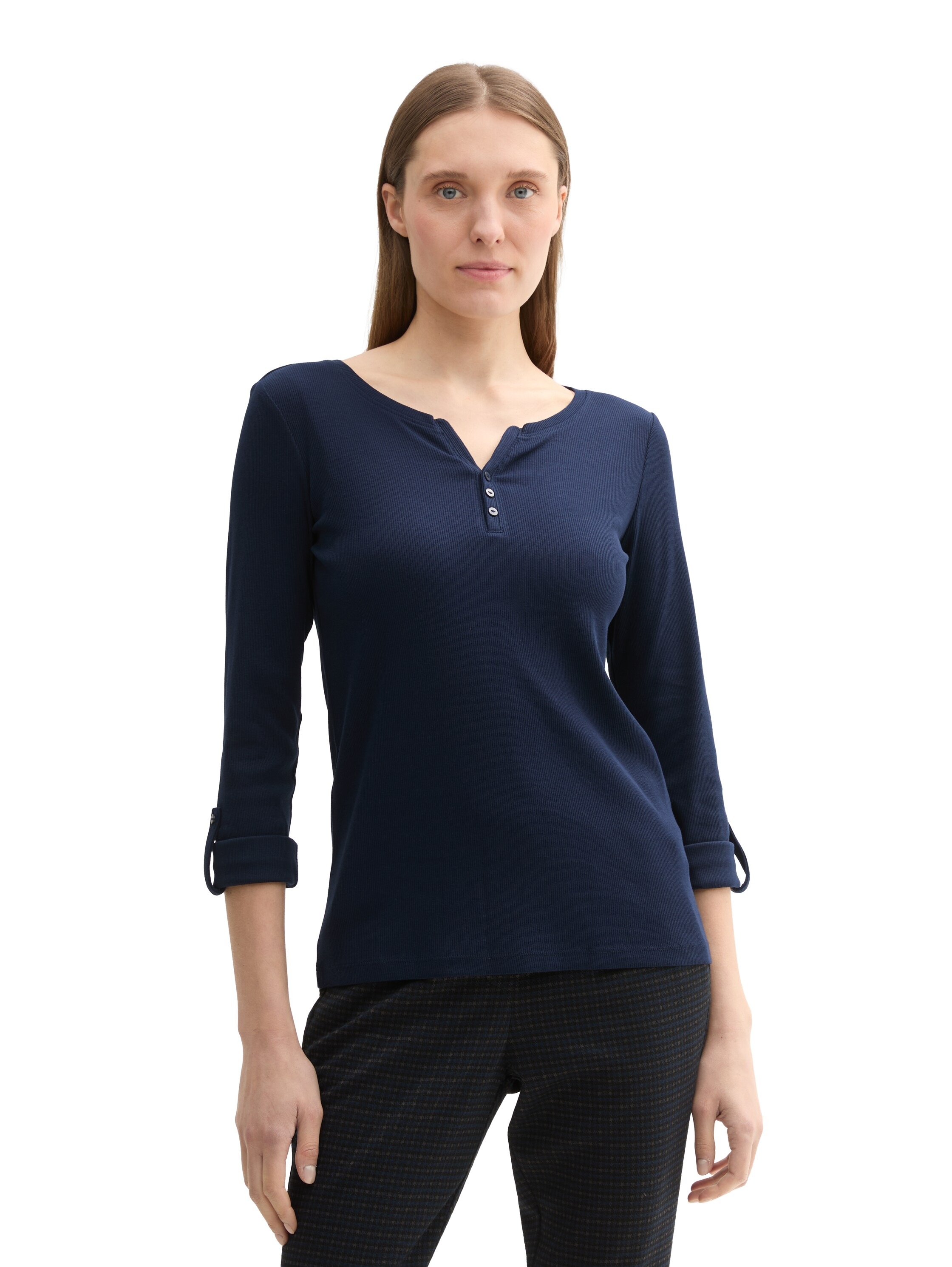 TOM TAILOR Henleyshirt mit Turn-Up-Arm
