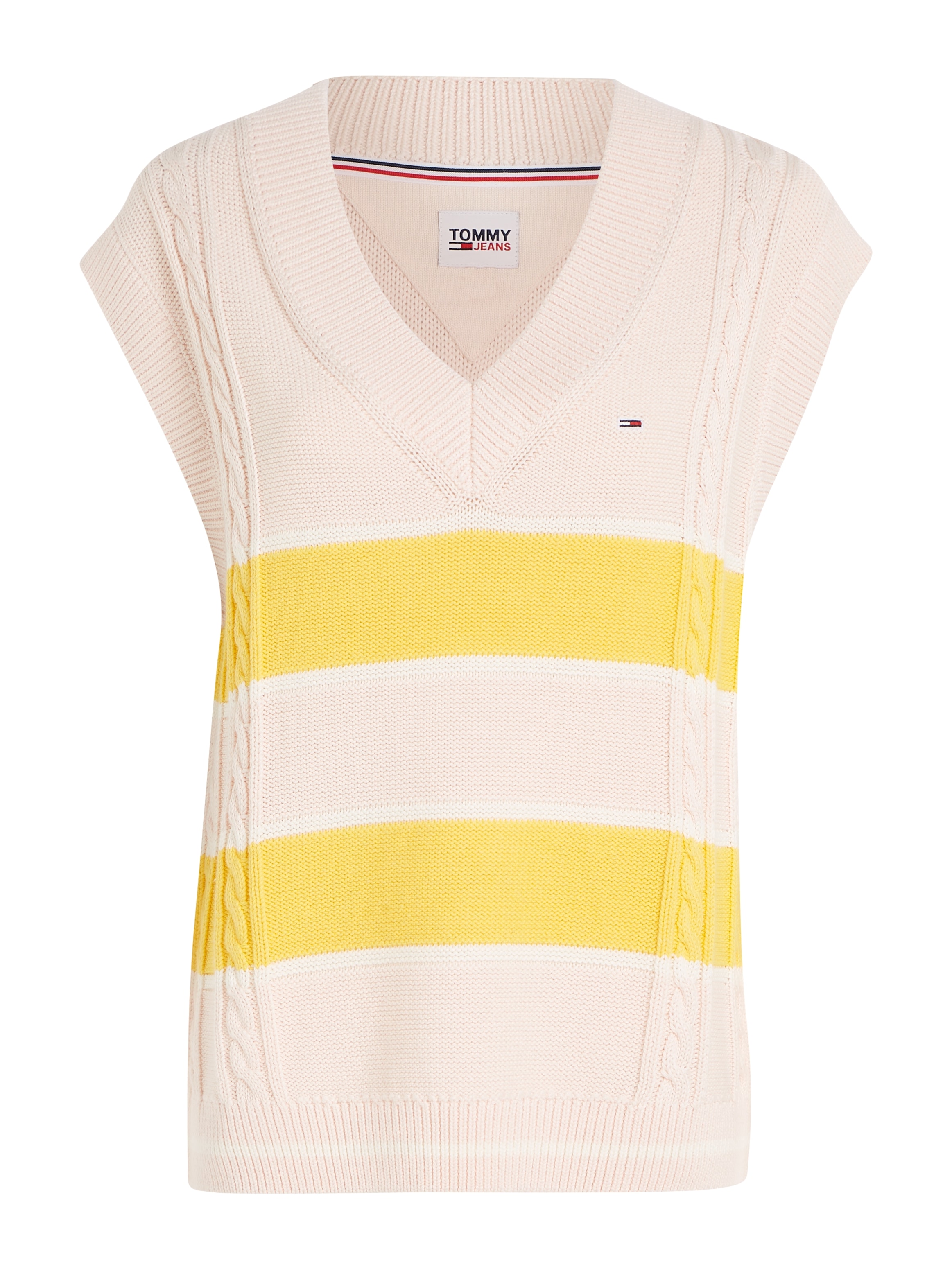 Tommy Jeans Strickpullover »TJW STRIPE V-NECK VEST«, mit Tommy Jeans Logostickerei