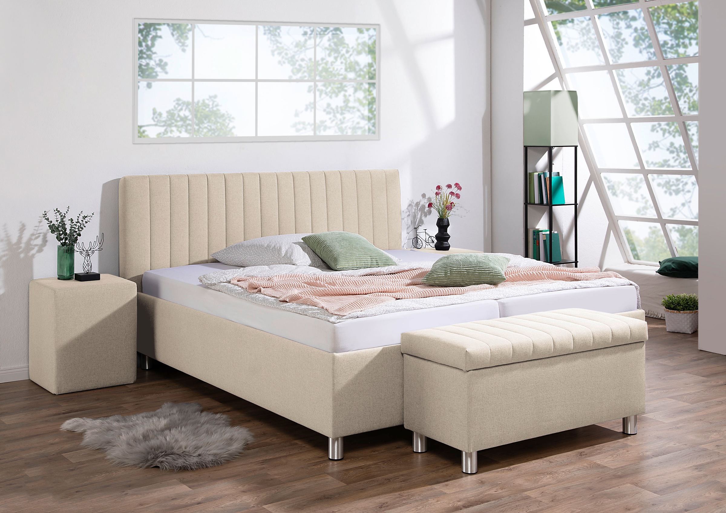 Maintal Polsterbett "Kieferwald" mit Bettkasten, wahlweise mit Bonnell- oder Taschenfederkern Matrazte