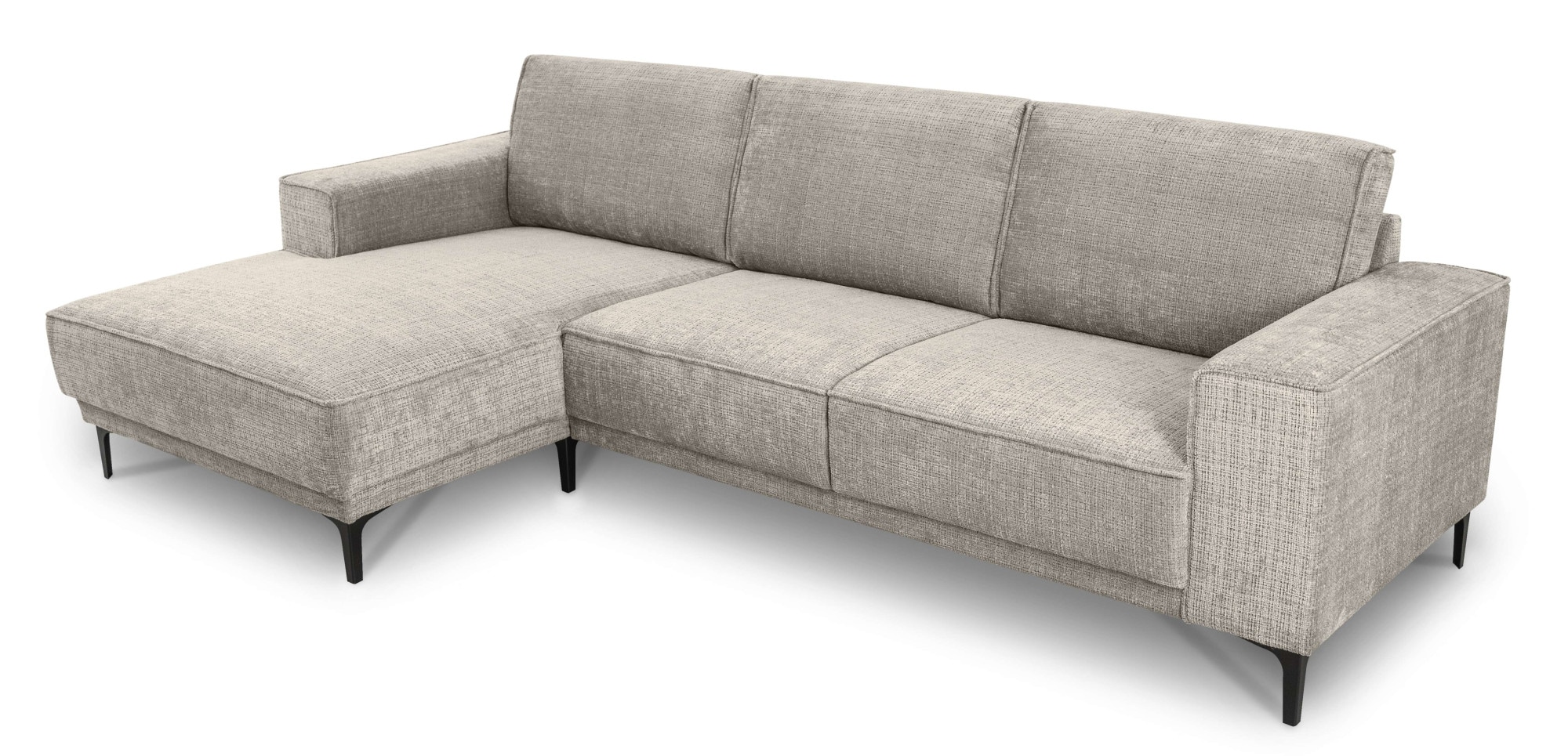 Places of Style Ecksofa »Polsterecke Oland, Struktur, Flachgewebe, Luxus-Microfaser, Boucle«, L-Form, 280 cm, Wellenunterfederung, Skandi-Design, Metallfüsse