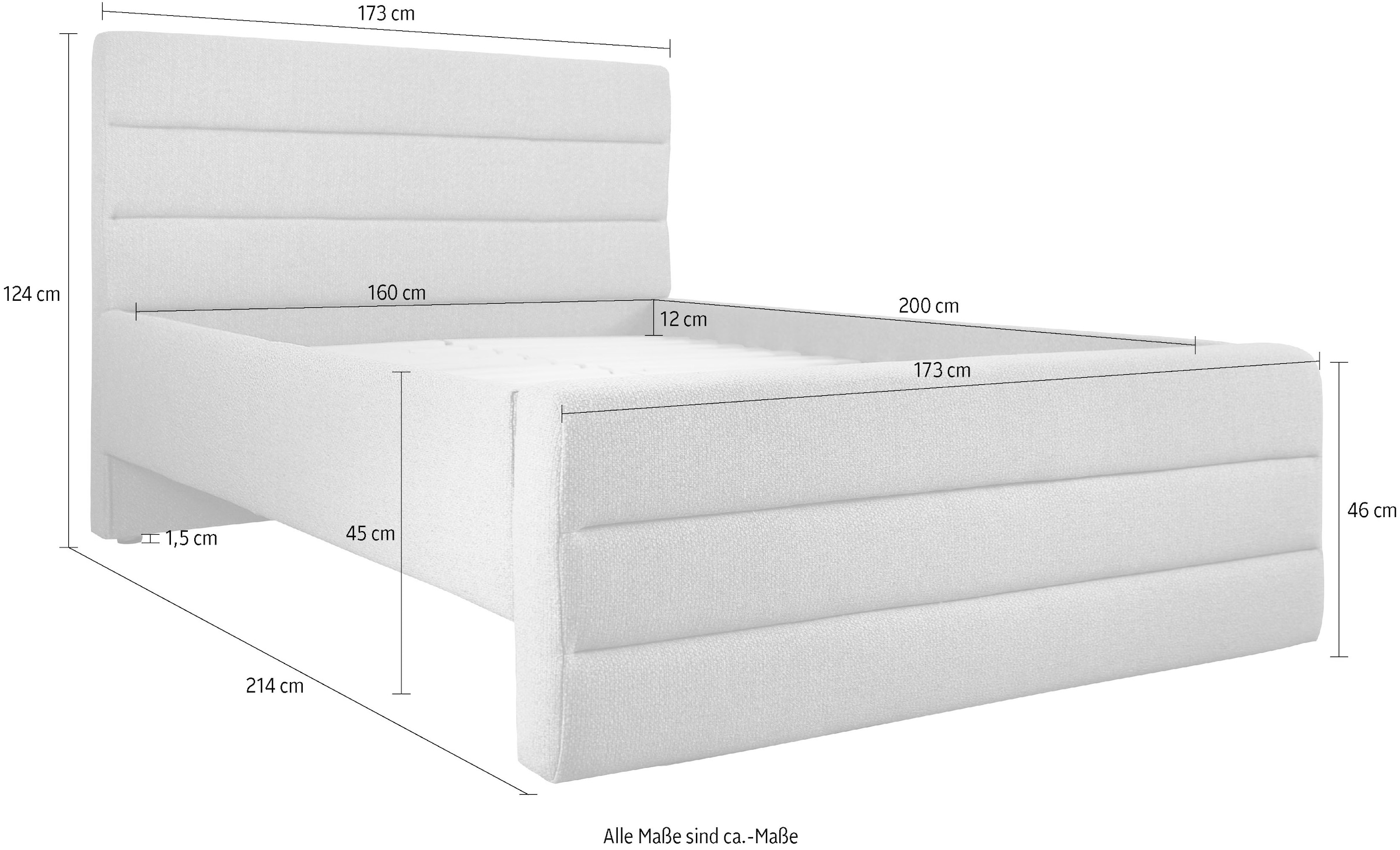 GOODproduct Polsterbett »Merrit«, Quernaht im Kopf- und Fussteil, in 5 Breiten, auch in 220 cm Länge