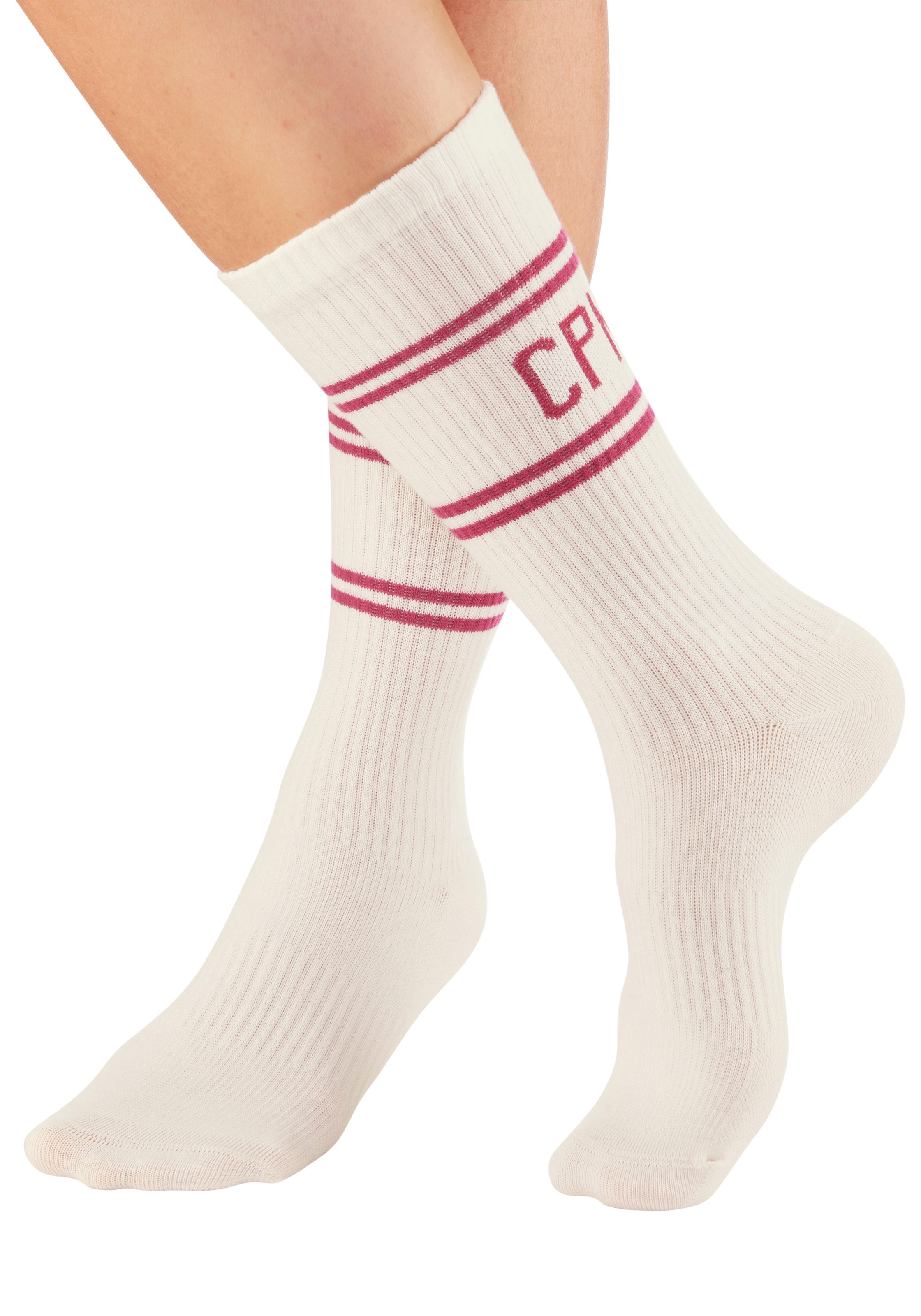 Copenhagen Studios Langsocken, (Packung, 2 Paar), mit Pikeé-Struktur unter der Sohle
