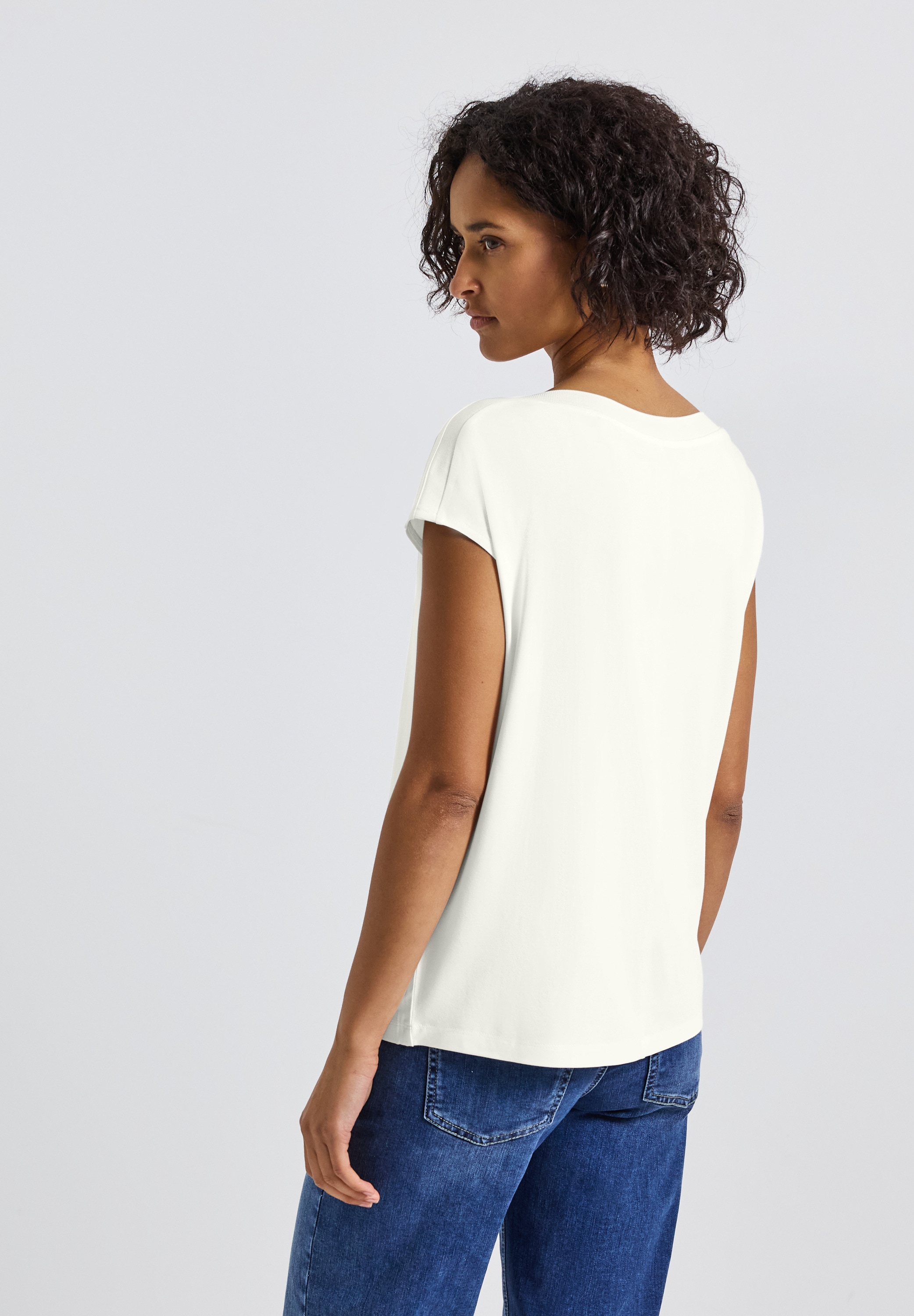 STREET ONE T-Shirt, U-Boot Shirt mit Rippdetail