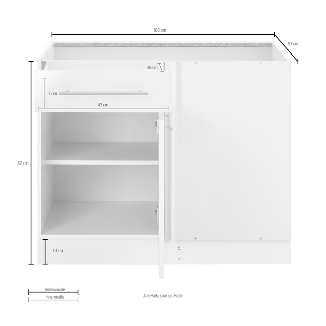 wiho Küchen Eckunterschrank »Flexi2«, Breite 100 cm, Planungsmass 110 cm,  ohne Arbeitsplatte online bestellen | Jelmoli-Versand