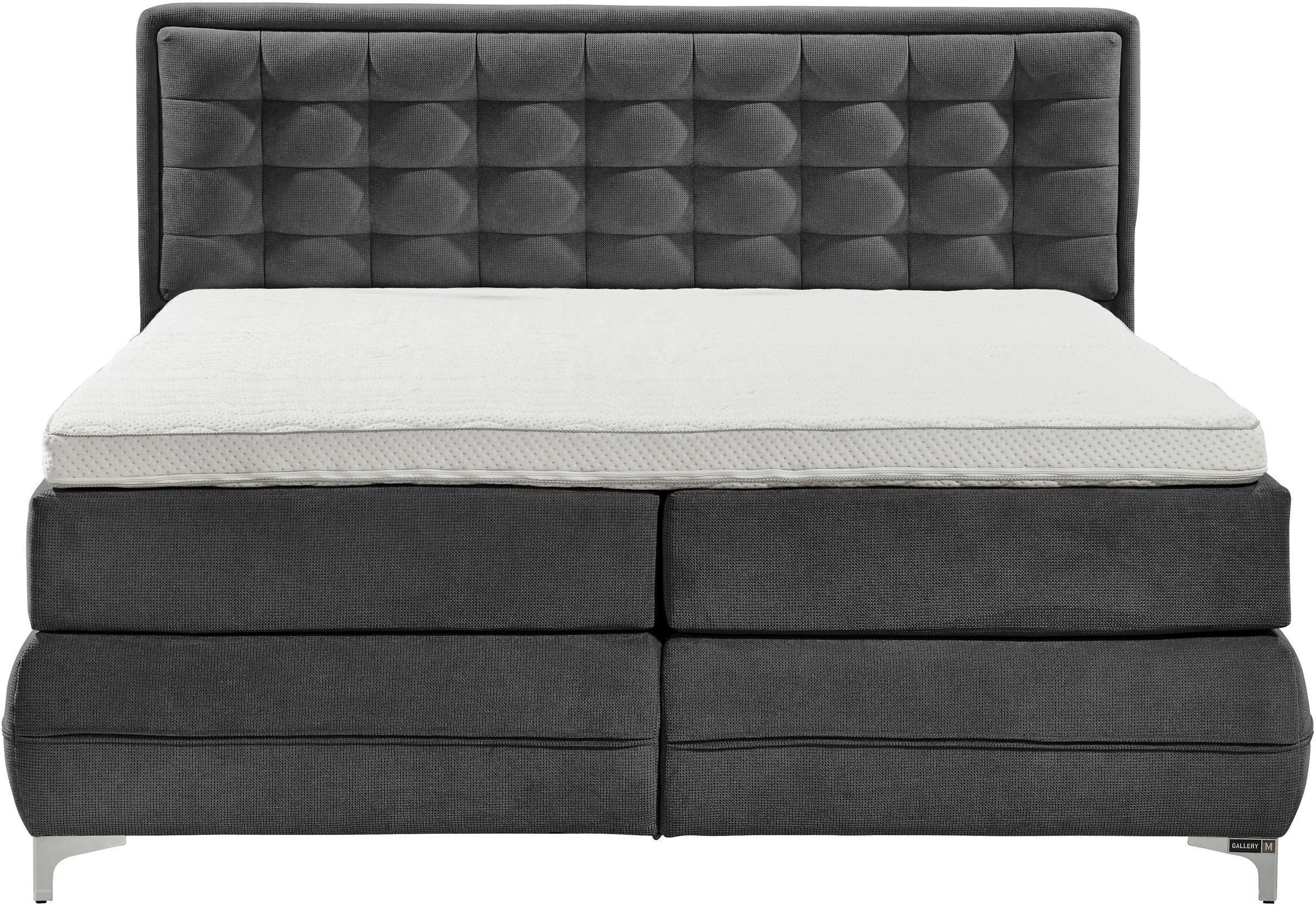 Musterring Boxspringbett »Dubai«, Winkelfuss in Chrom, 3 Härtegrade, Kopfteil in Kassettensteppung