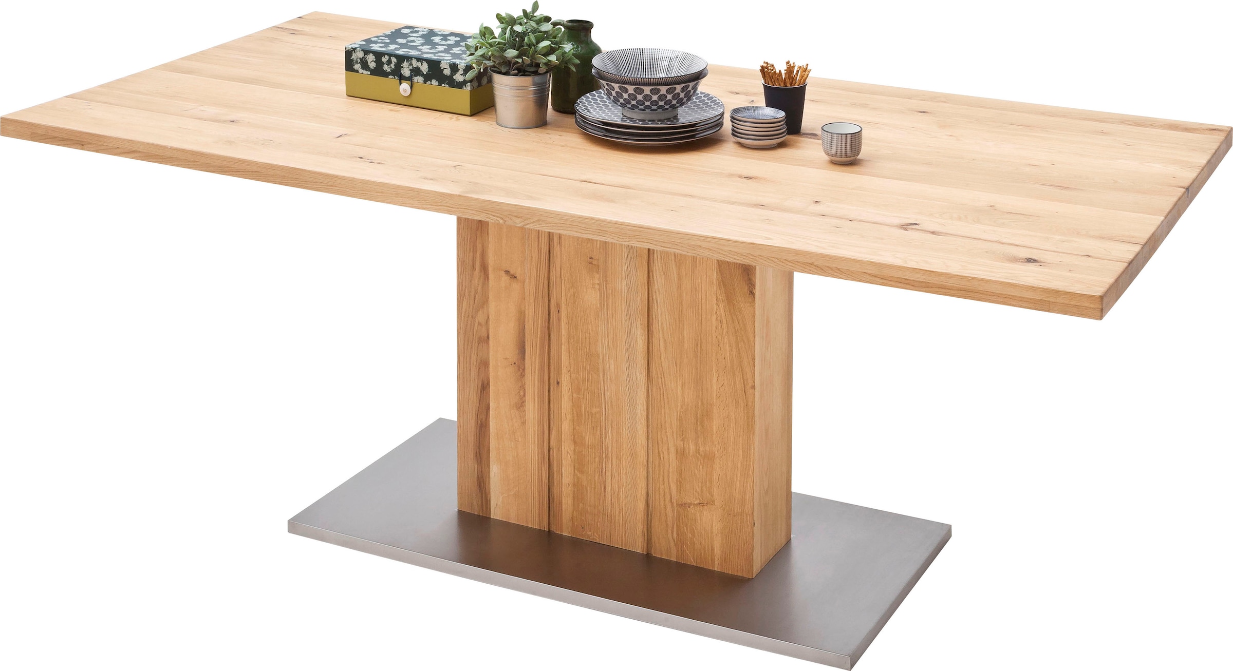 MCA furniture Esstisch »Greta«, oder mit Jelmoli-Versand | Kante geteilter kaufen gerader Baumkante, Tischplatte online Esstisch