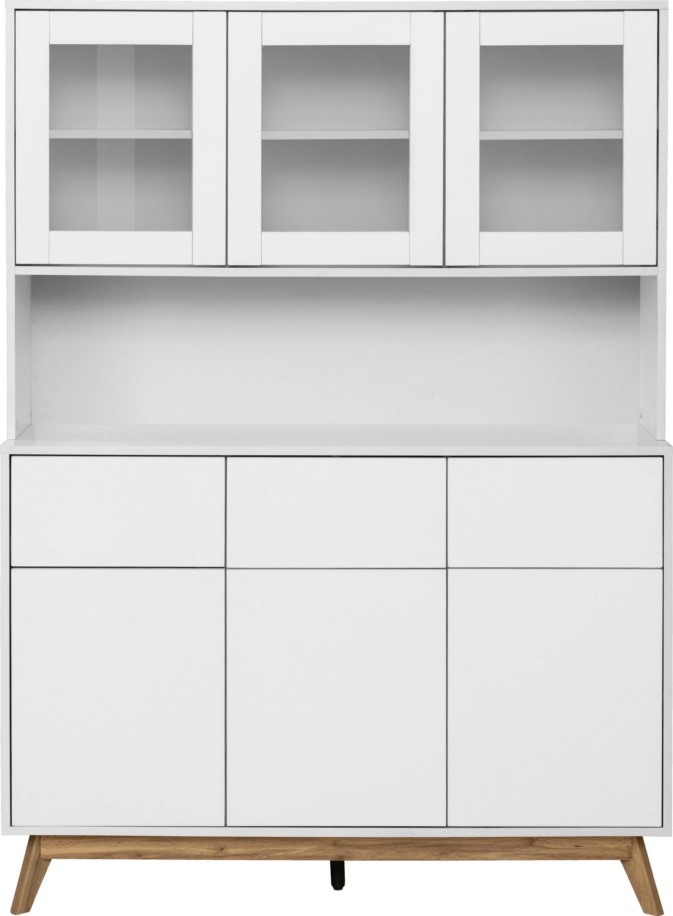 Home affaire Buffet »Skandi«, 3 Glastüren, 3 Holztüren und 3 Schubkasten, Breite 120 cm, Höhe 165 cm