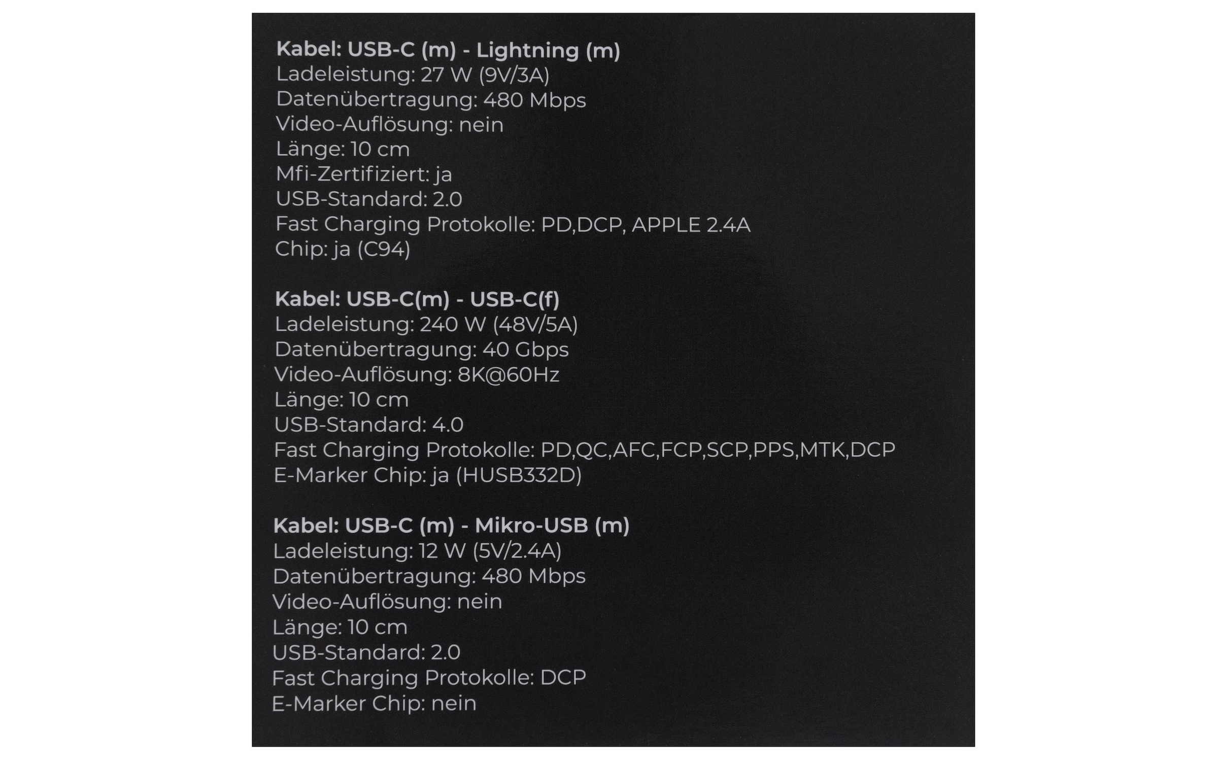onit USB-Kabel »All-in-One Pro 240 W 0.9 m«