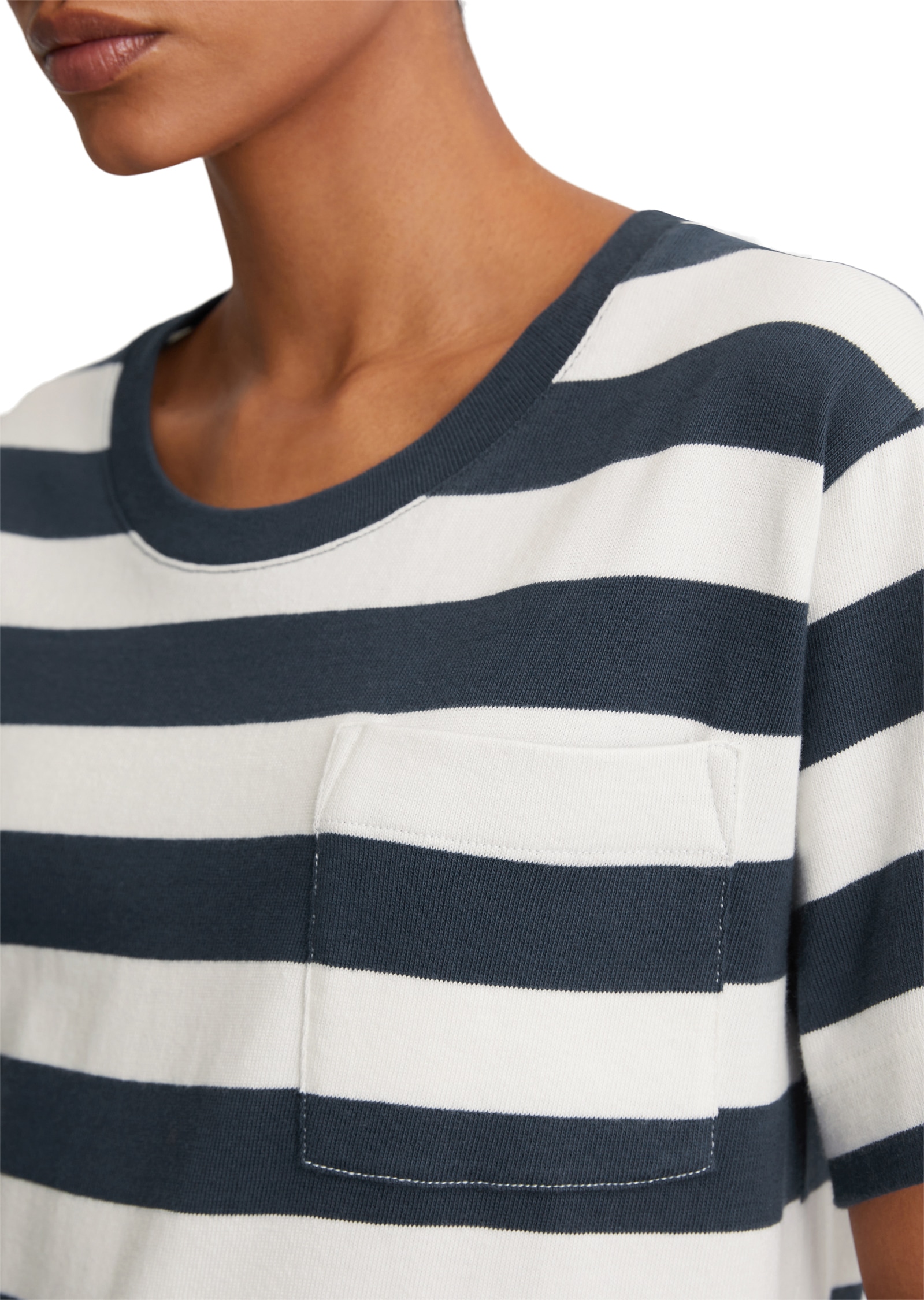 Marc O'Polo T-Shirt, seitliche Schlitze, geringelt