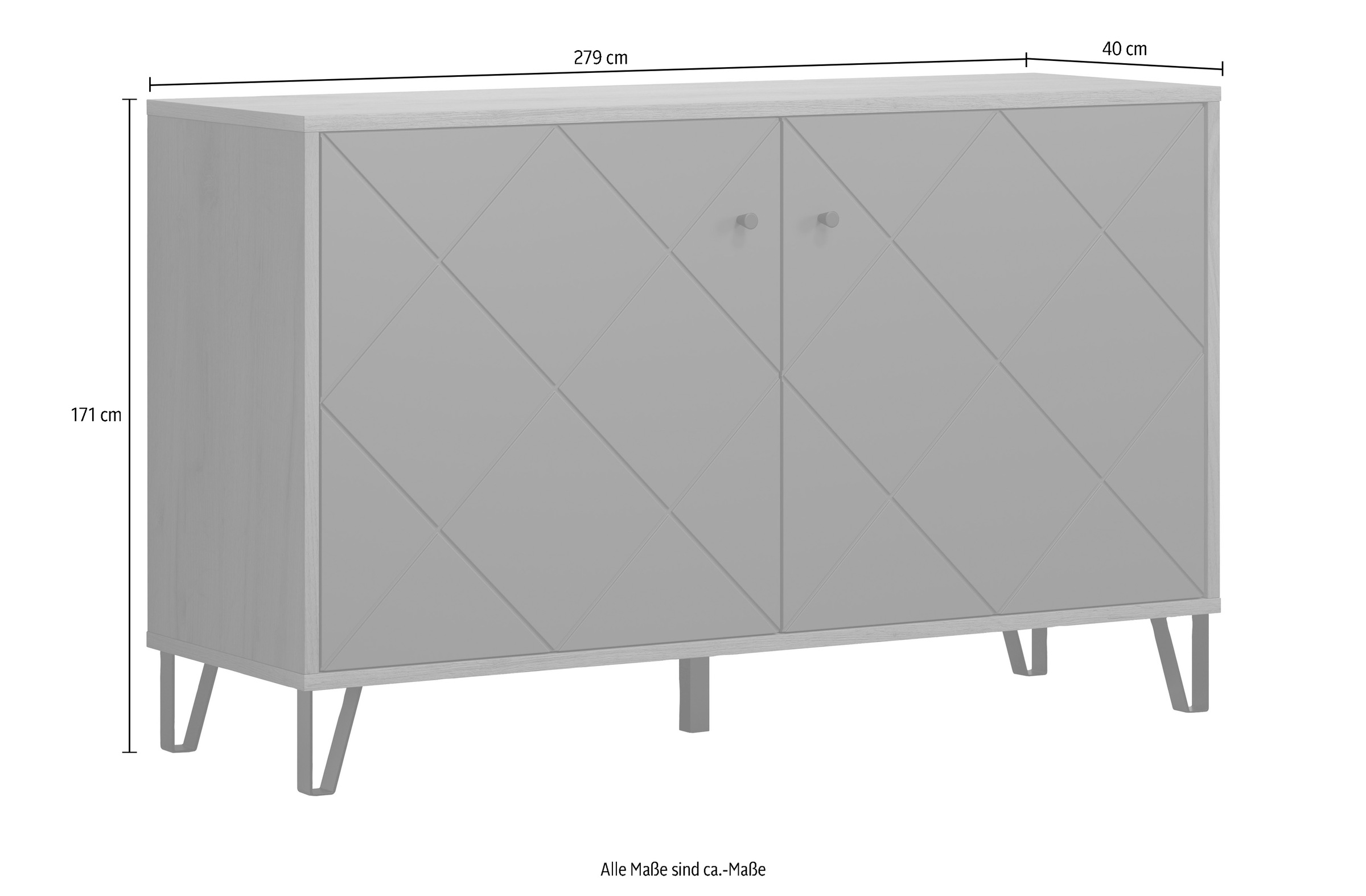 Places of Style Sideboard »Molveno«, (1 St.), aussergewöhnliches Design mit strukturierten Fronten, Soft-Close