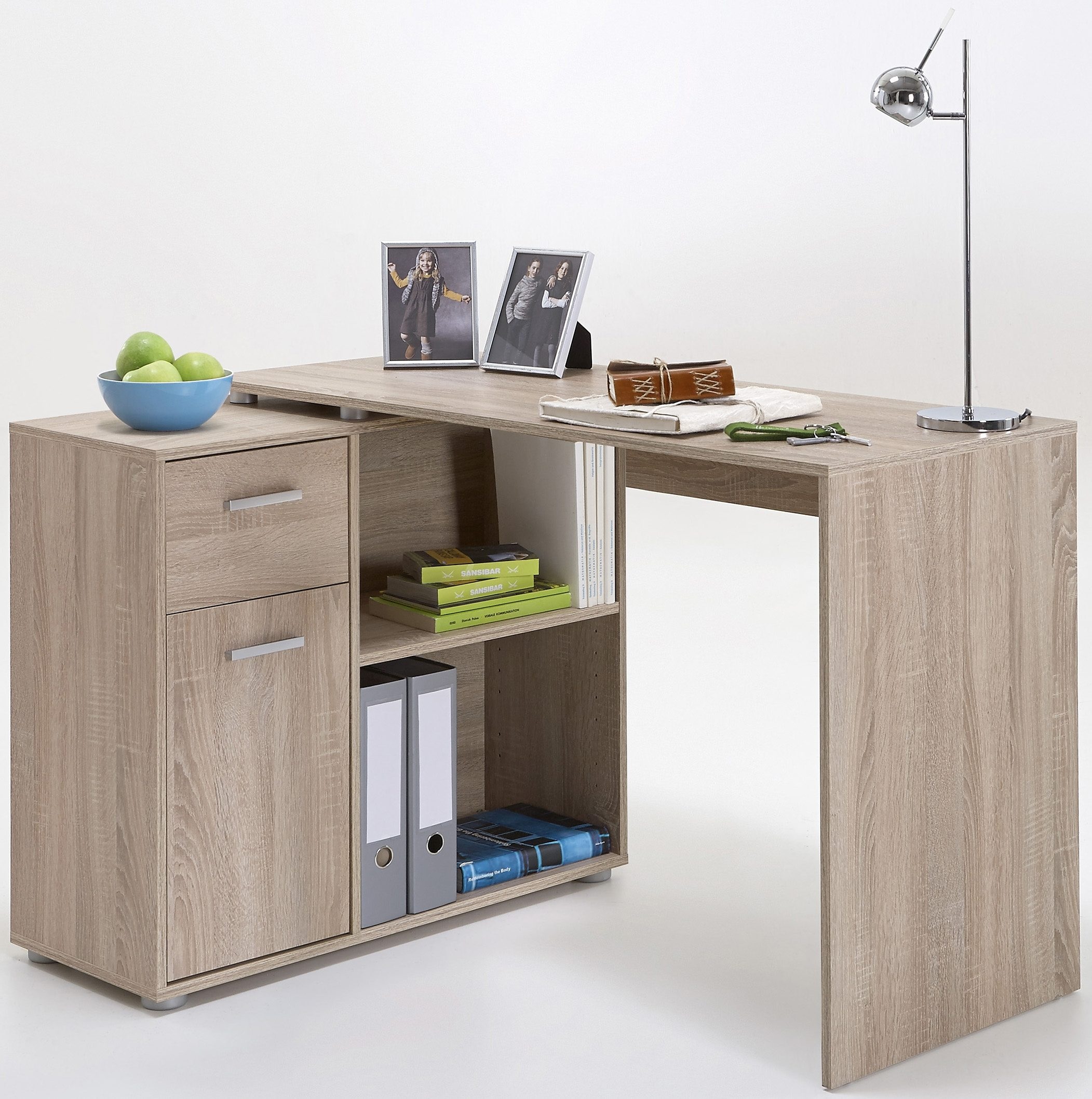 Stauraum, 117/148 / online mit bestellen Sideboard Schreibtisch FMD cm Breite »AUGSBURG«, Eckschreibtisch Jelmoli-Versand | drehbar,