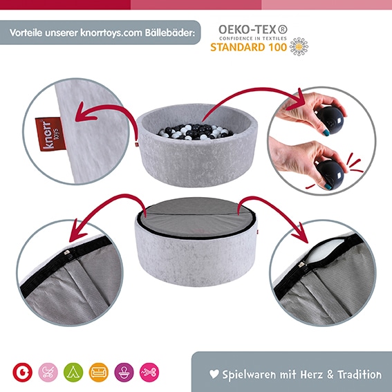 Knorrtoys® Bällebad »Soft, Grey White Clouds«, mit 300 Bällen creme/Grey/rose; Made in Europe