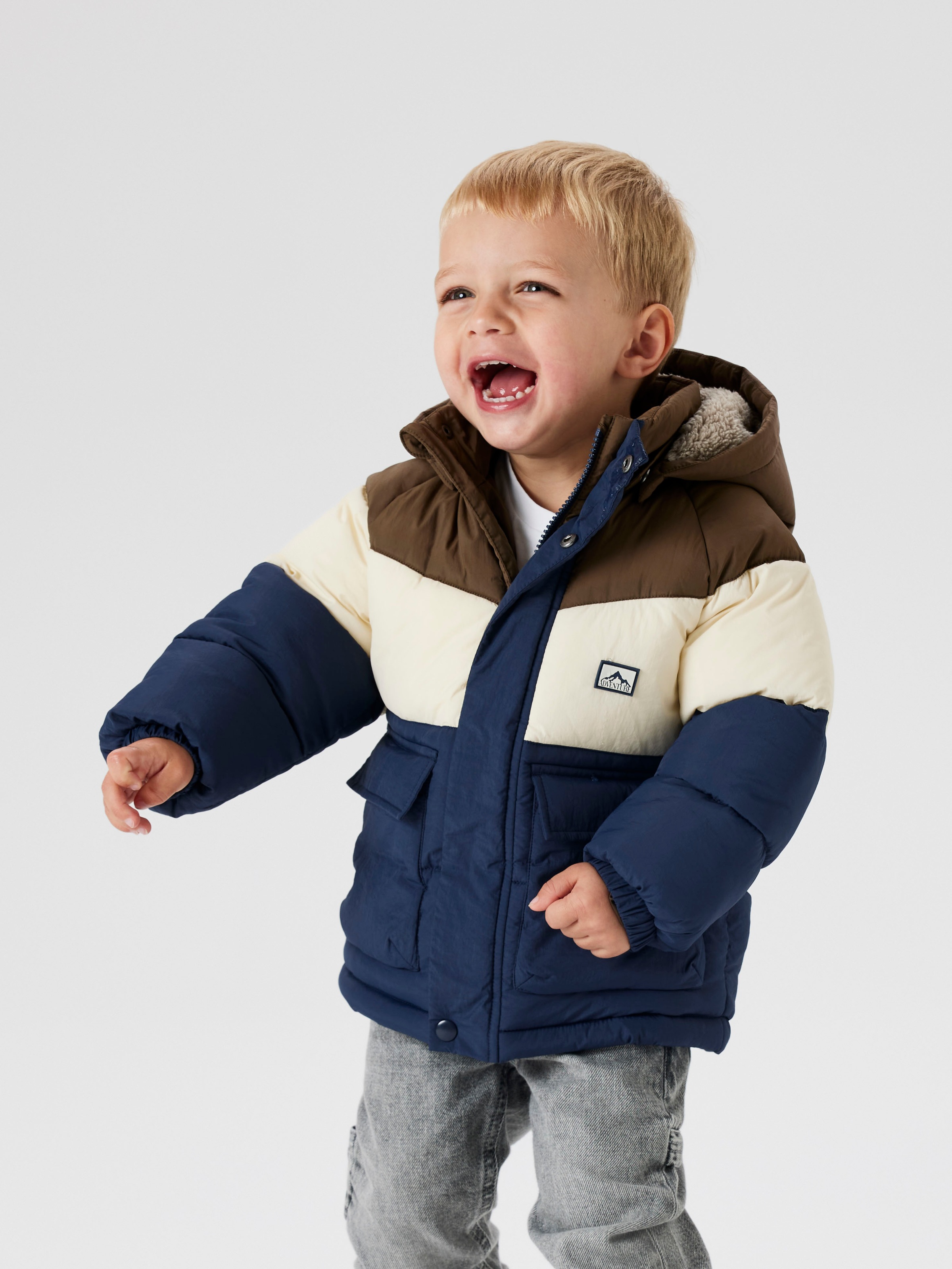 Name It Steppjacke »NMMMELBOURNE PUFFER JACKET BLOCK« mit Kapuze