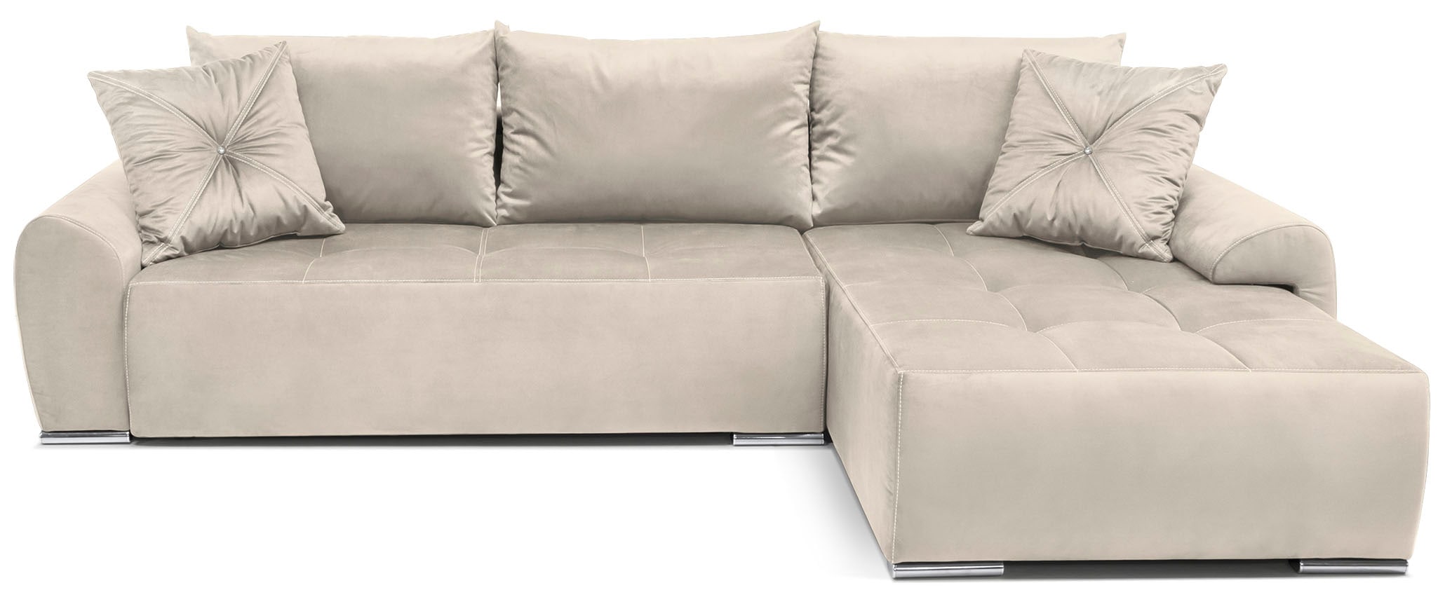 COLLECTION AB Ecksofa »Bilbao L-Form«, inkl. Bettfunktion und Bettkasten, Zierkissen mit Strassstein