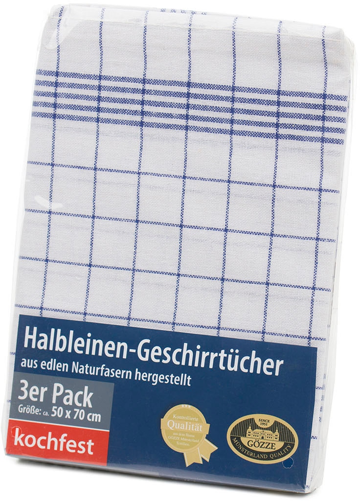 Gözze Geschirrtuch »Halbleinen Geschirrtuch, Des. 60152«, (Set, 3 tlg.), aus edlen Naturfasern