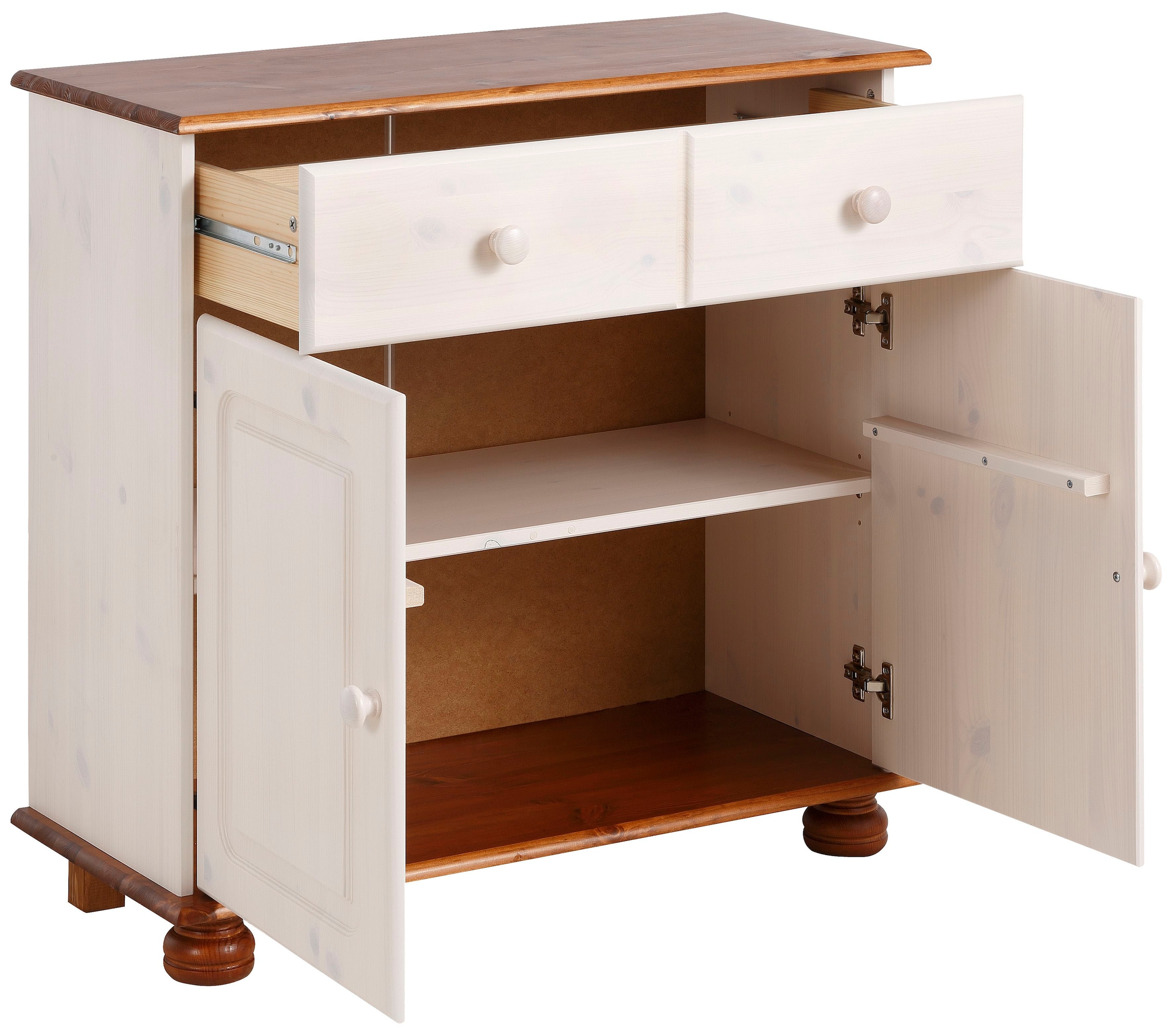 Home affaire Sideboard »Mette«, Kommode mit gefrästen, kugelförmigen Füssen, Breite 80 cm
