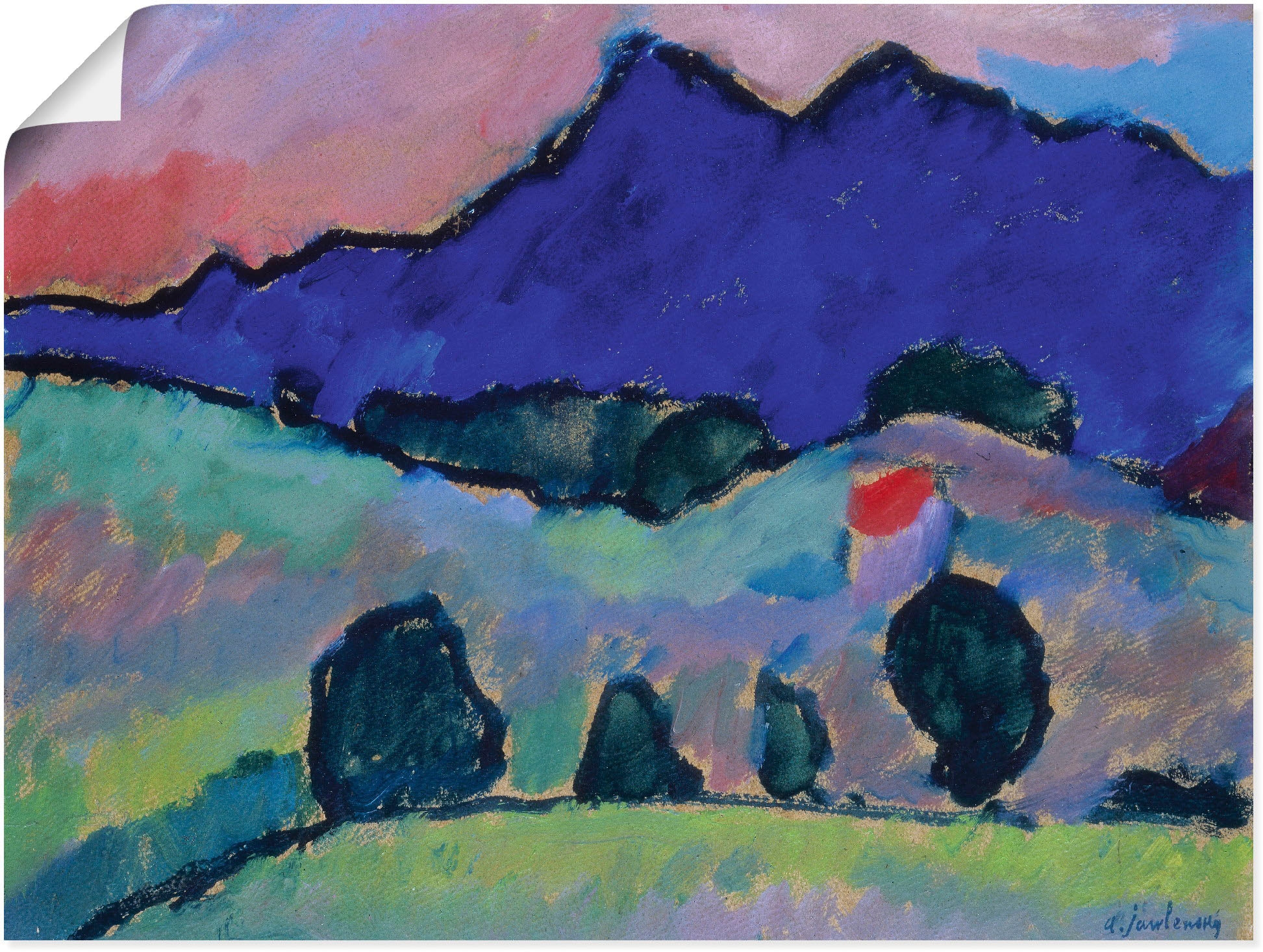 Artland Kunstdruck »Blauer Berg. 1910«, Felder, (1 St.), als Leinwandbild, Wandaufkleber oder Poster in versch. Grössen