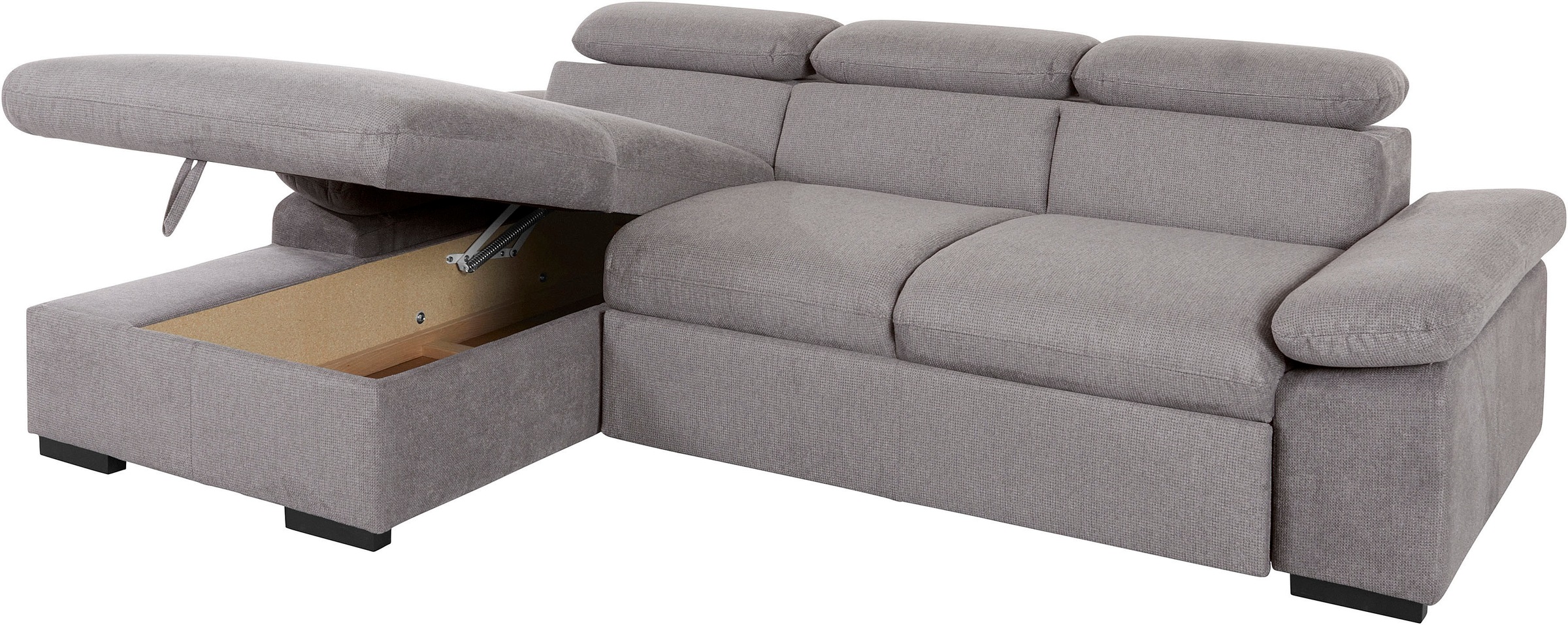 COTTA Ecksofa »Lola L-Form mit Kopfteilfunktion & Hocker«, (Set, mit Hocker), wahlweise mit Bettfunktion, Bettkasten & Armteilverstellung
