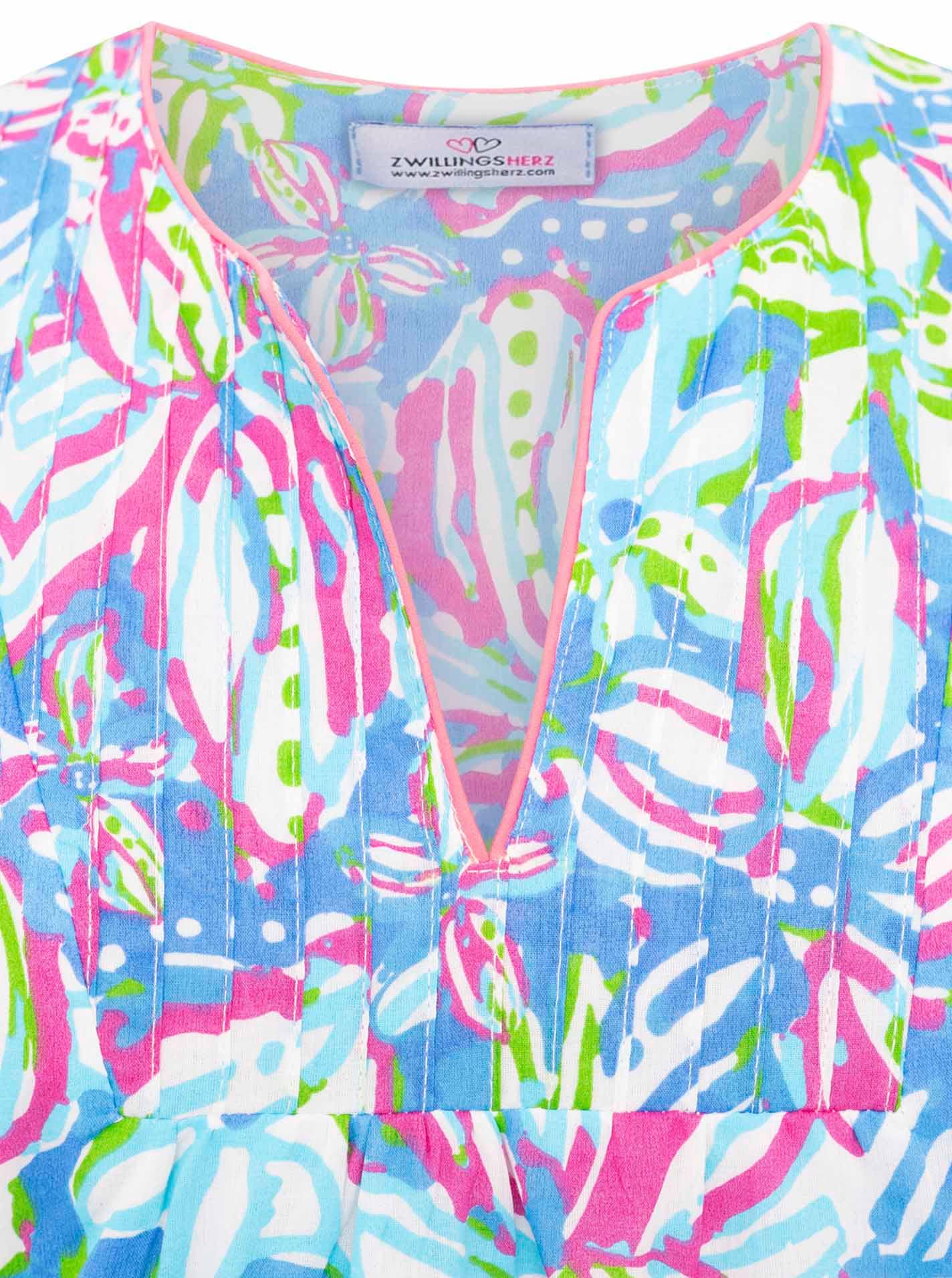 Zwillingsherz Sommerkleid »"Blumentraum"«, mit floralem Muster, zum Binden mit Tasseln, kontrastfarbige Details