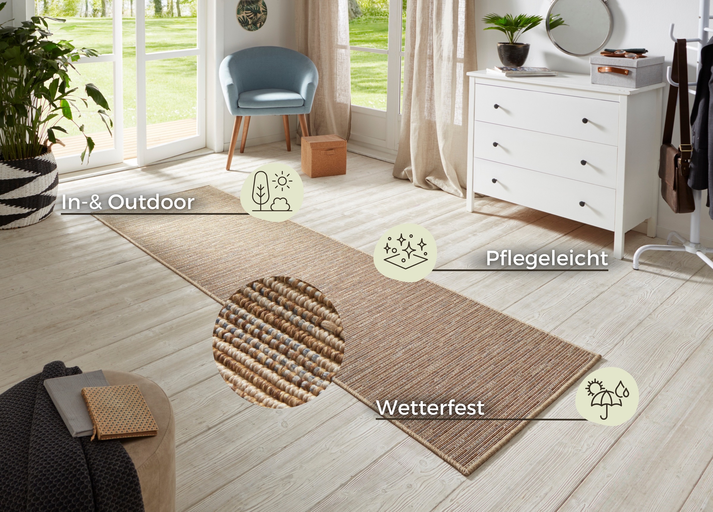 HANSE Home Läufer »Nature 400«, rechteckig, 5 mm Höhe, Flachgewebe, In- & Outdoor, Rutschfest, Flur, Küche, Garten, Terrasse