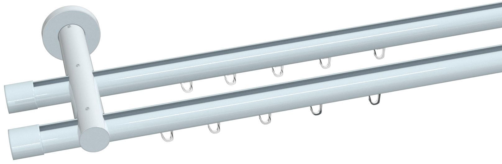 indeko Gardinenstange "Consul" Ø 20 mm 2 läufig-läufig Wunschmasslänge Innenlauf Komplett-Set inkl. Gleitern und Montagematerial