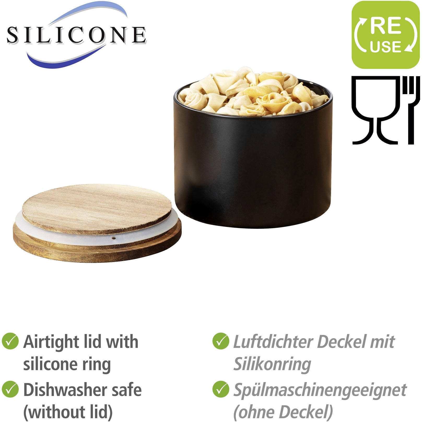 WENKO Vorratsdose »Mio«, (1 tlg.), Deckel aus FSC® zertifiziertem Akazienholz