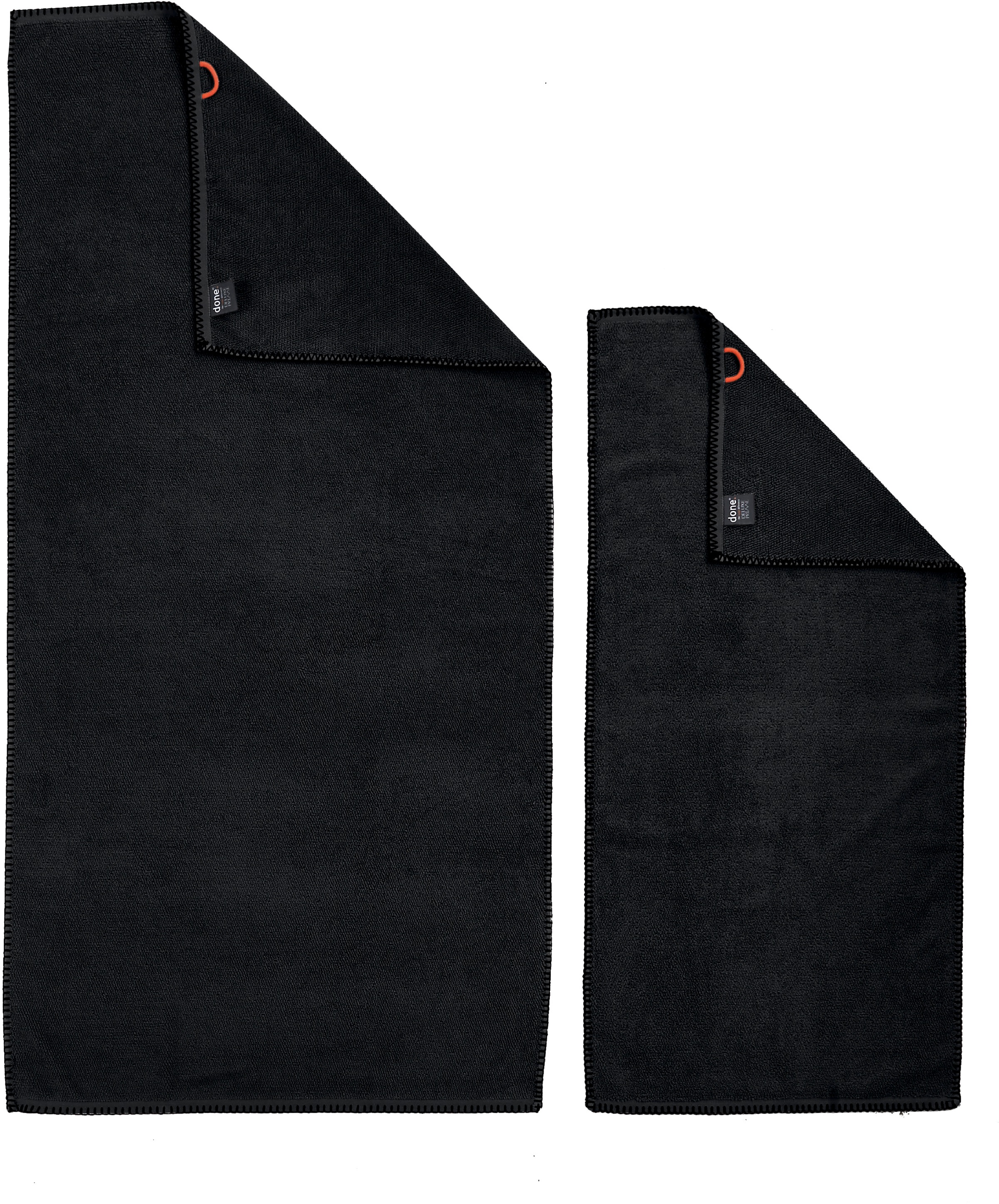 done.® Handtuch Set »Deluxe Prime 2xHandtücher (50x100 cm), 2x Duschtücher (70x140 cm)«, Set, 4 tlg., Zwirnfrottee, mit einfassender Ziernaht in schwarz