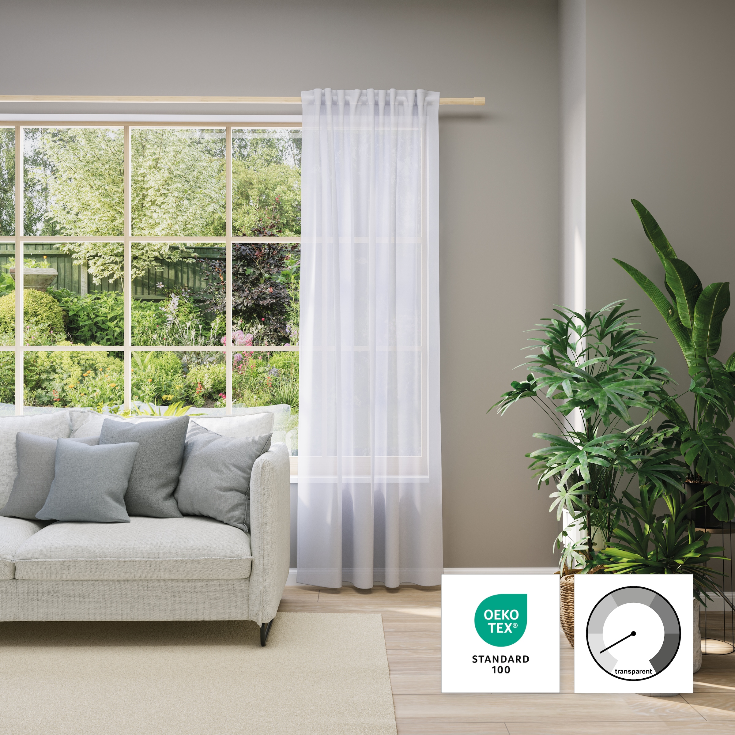 Neutex for you Vorhang nach Mass "EVA" Multifunktionsband 1 Stk. tlg. Uni-Voile mit elegantem Glanz