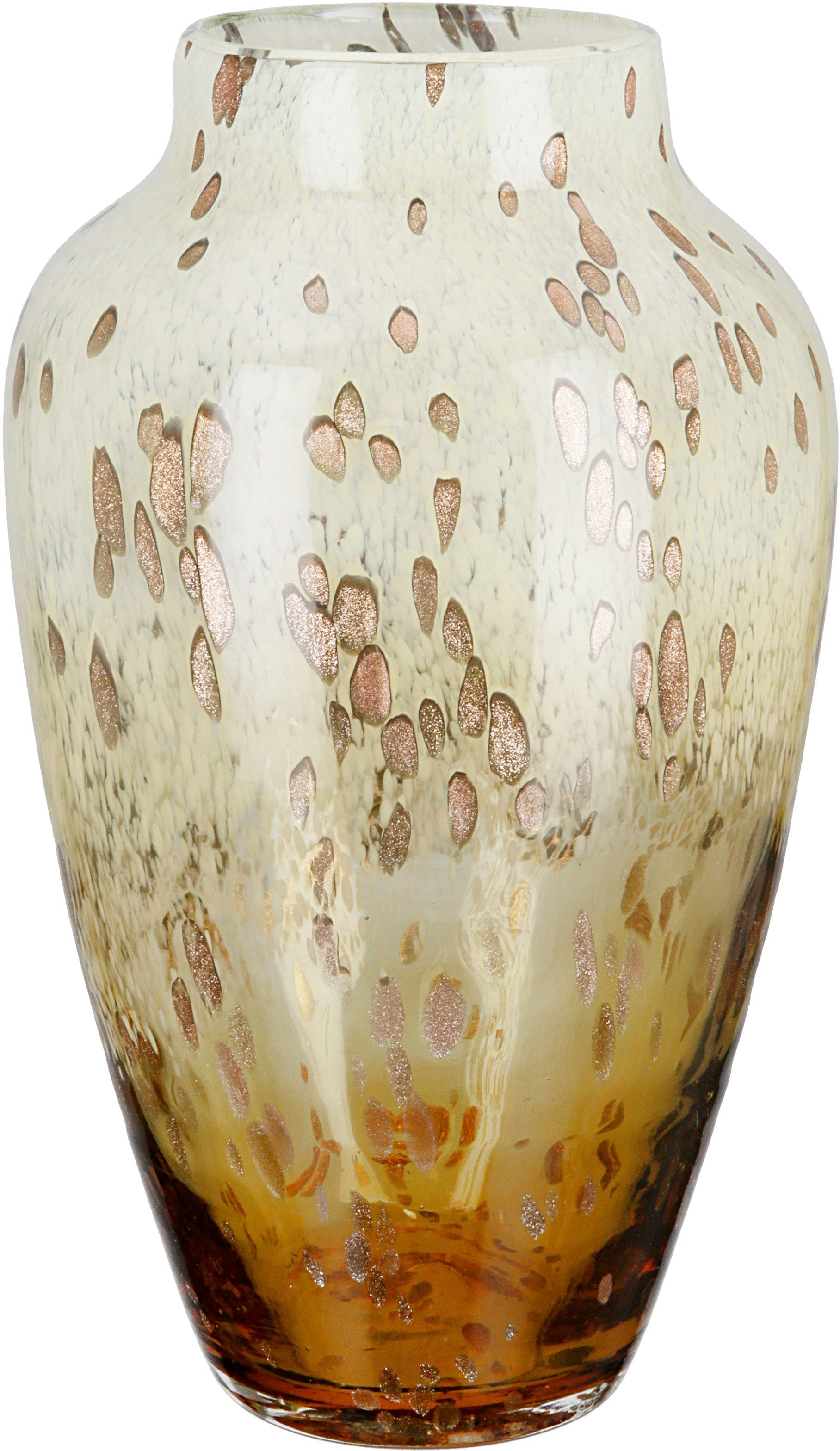 Casablanca by Gilde Tischvase »Ambrosio, Dekovase« Vase aus Glas, mit Tupfen und goldfarbenem Glitter, Höhe ca. 34 cm
