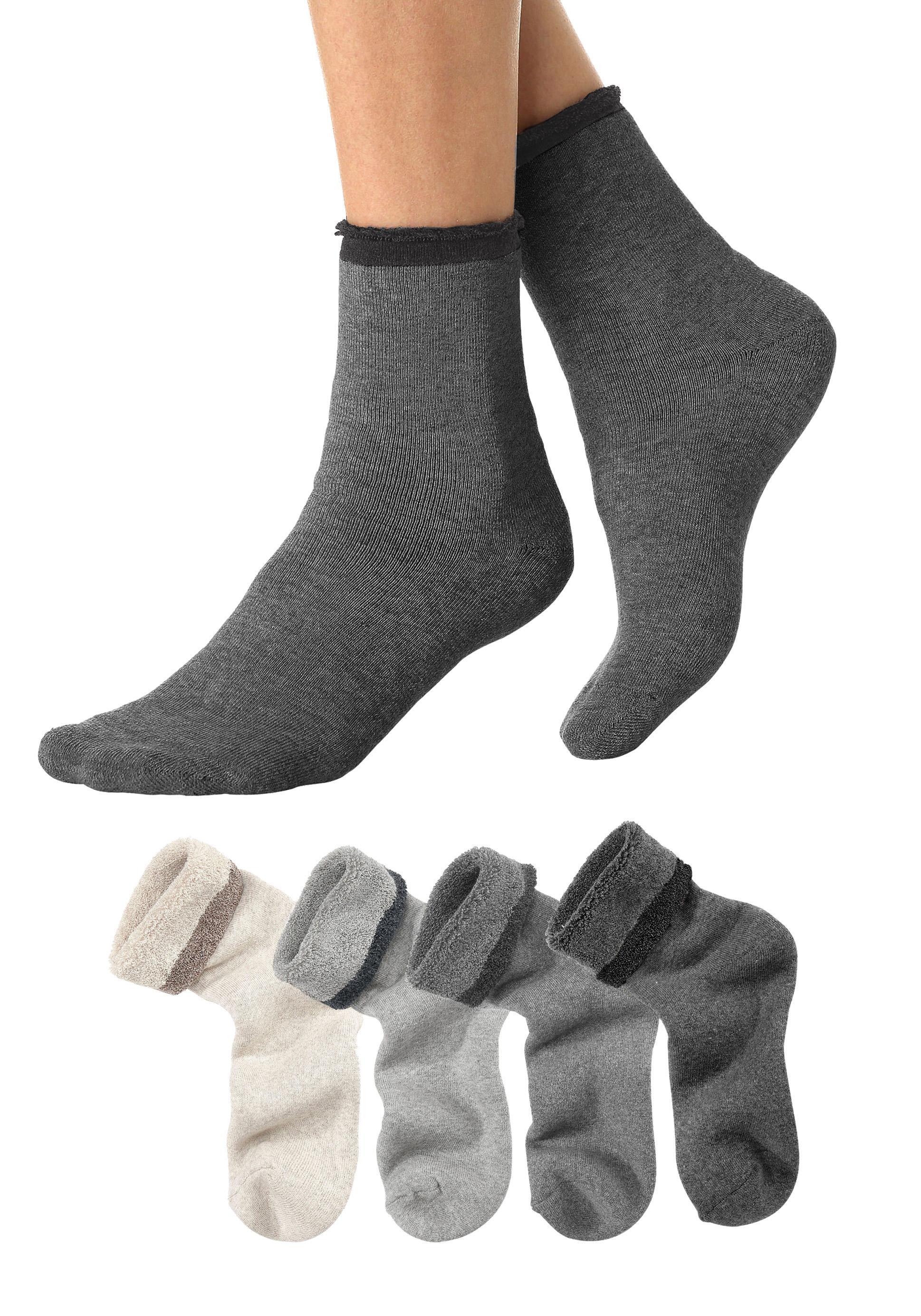 Lavana Kuschelsocken, (Set, 4 Paar), mit Innenfrottee