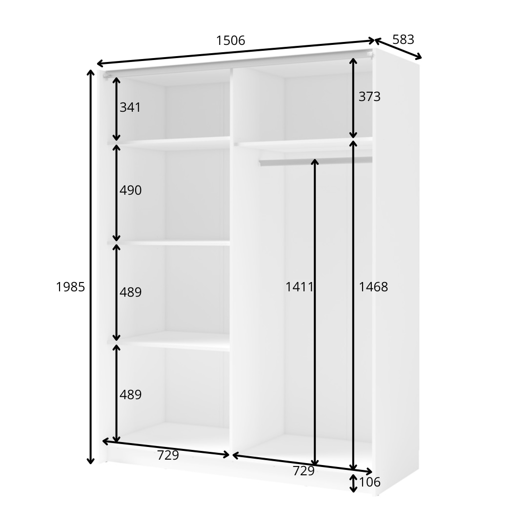 Home affaire Kleiderschrank »Kleiderschrank Charisy mit Spiegel, 4 Einlegeböden und Kleiderstange«, Garderobe mit 2 Schwebetüren und Lamellen, B/H/T 150/198,5/62 cm