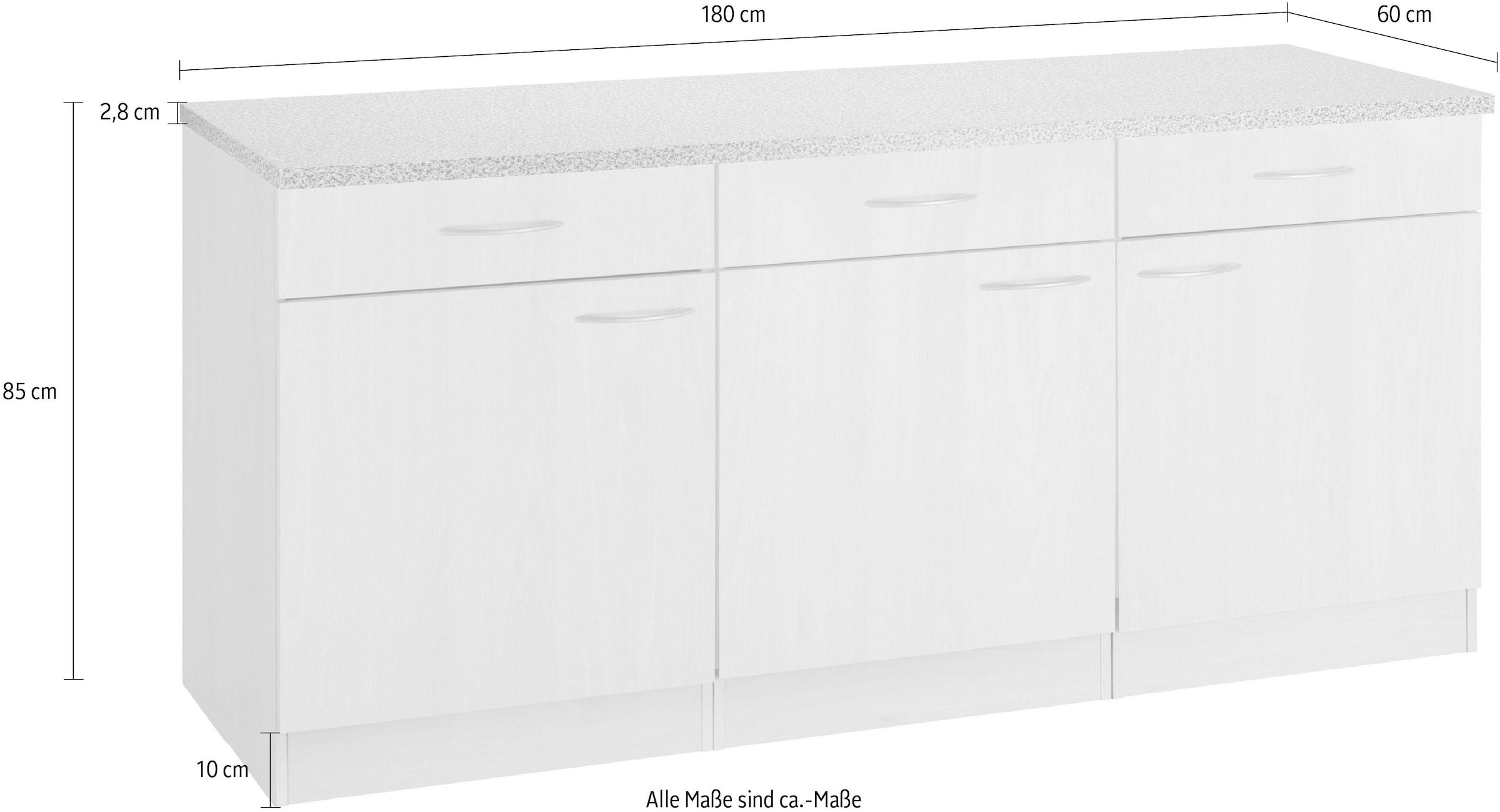 wiho Küchen Unterschrank »Kiel«, 180 cm breit online shoppen |  Jelmoli-Versand