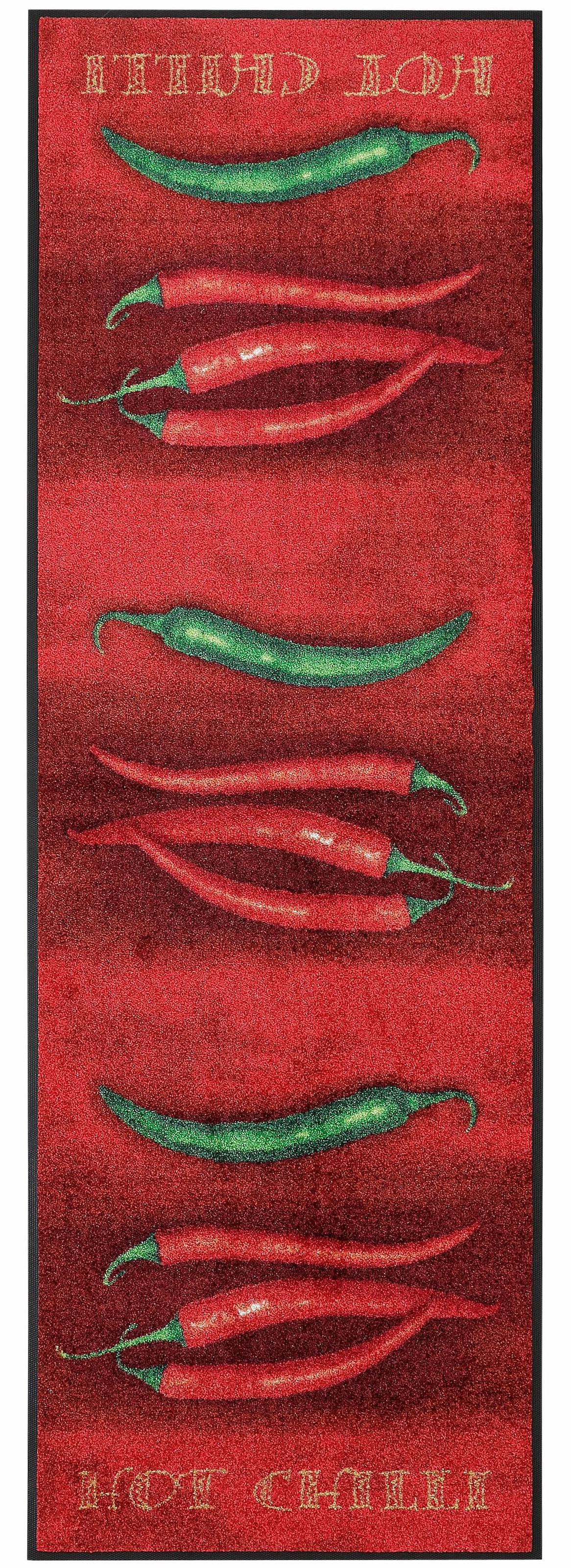 wash+dry by Kleen-Tex Küchenläufer »Hot Chili«, rechteckig, Motiv Chilli, rutschhemmend, In- und Outdoor geeignet, waschbar, Küche