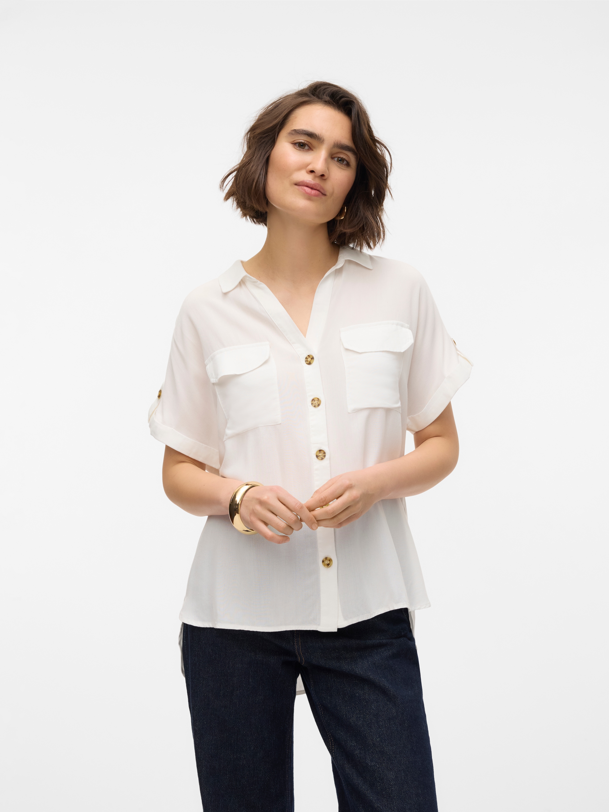 Vero Moda Kurzarmbluse »VMBUMPY S/S SHIRT WVN GA NOOS« Viskose, regular fit