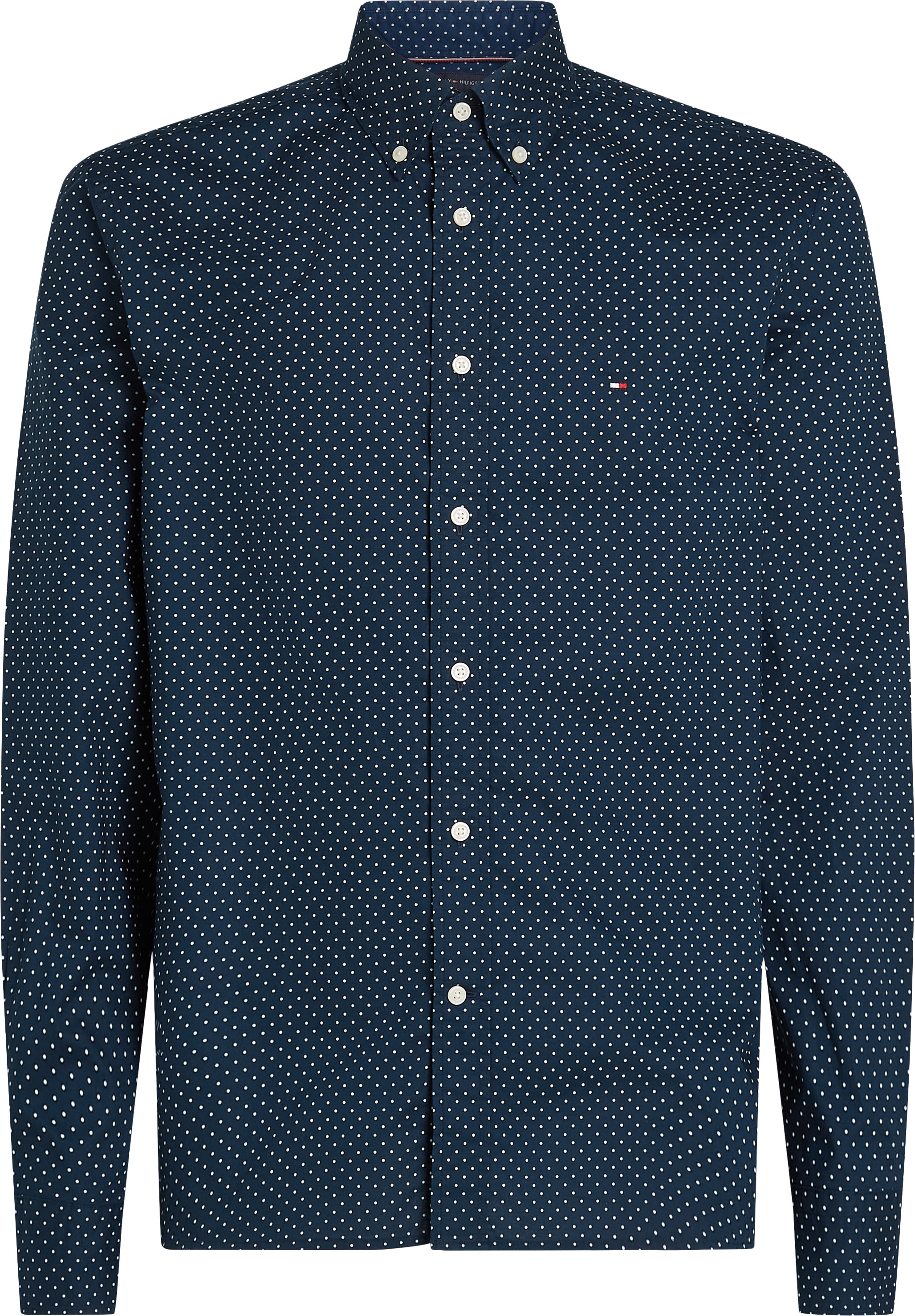 Tommy Hilfiger Big & Tall Langarmhemd »BT-FLEX POPLIN POLKA DOT S-B«, in Grossen Grössen, Logostickerei
