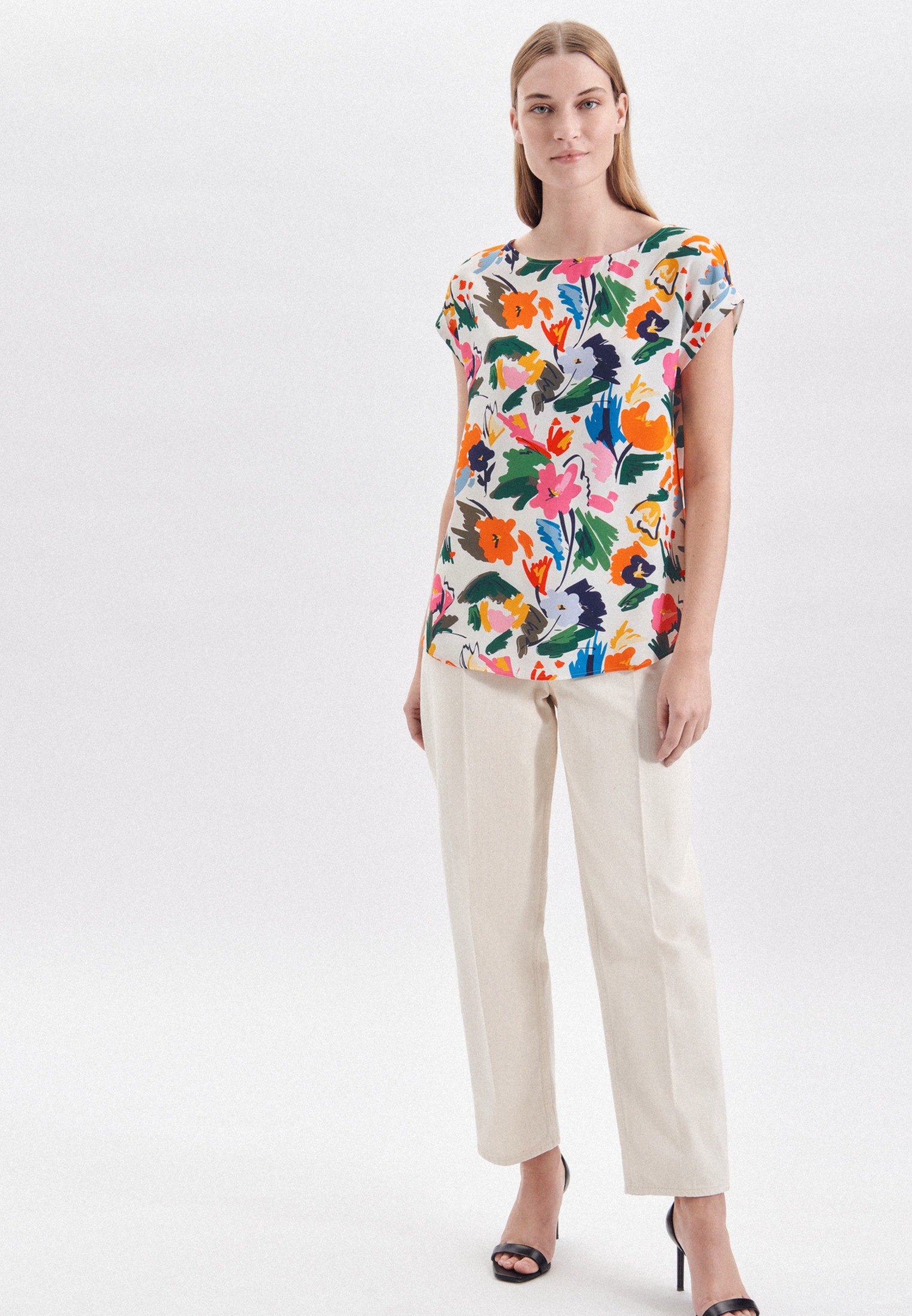 seidensticker Shirtbluse »Schwarze Rose«, Kurzarm Rundhals Floral kaufen