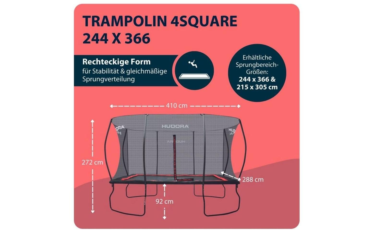 Hudora Gartentrampolin »4square 366 x 244 cm«, (1 tlg.)