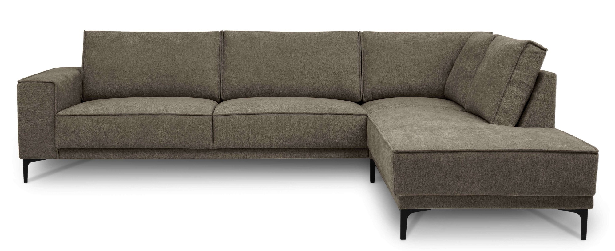 Places of Style Ecksofa »Polsterecke Oland, Struktur, Flachgewebe, Luxus-Microfaser, Boucle«, L-Form, 289 cm, Wellenunterfederung, Skandi-Design, Metallfüsse