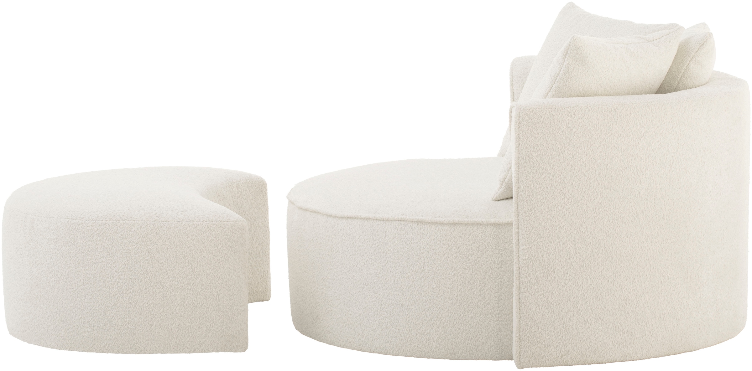 LeGer Home by Lena Gercke XXL-Sessel »Isalie, Rundsessel mit Hocker, Lesesessel, Loveseat, Big-Sessel«, (Set), trendige Stoffe, mit 3 Zierkissen, grosse Sitzfläche