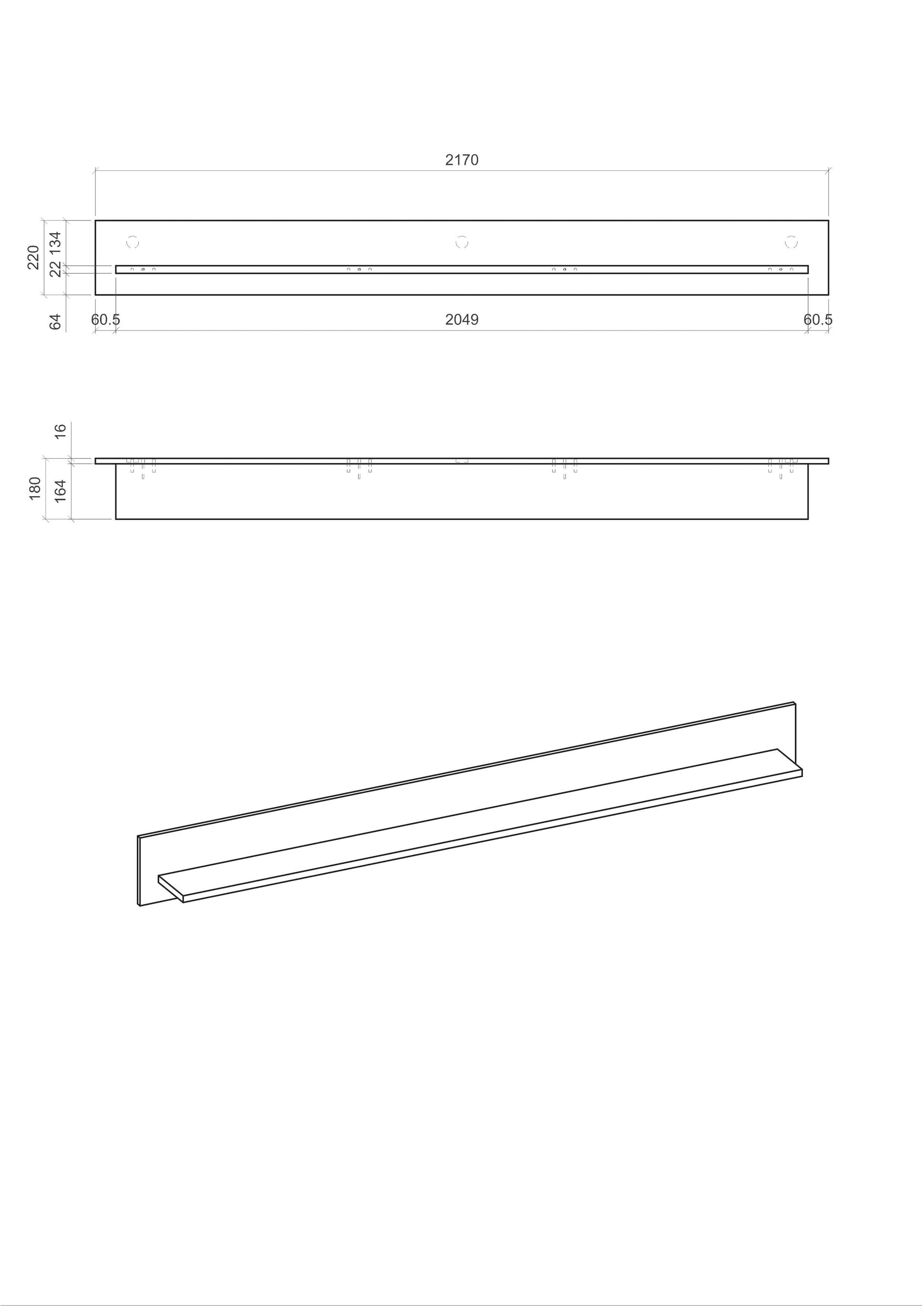 INOSIGN Wandregal »CASABLANCA«, Modernes Design in trendiger Farbe Platingrau Matt, Breite 217 cm