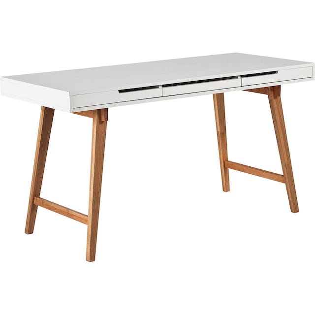✵ MCA furniture Schreibtisch »Anneke L«, weiss matt lackiert, Gestell  Massivholz buchefarben, Breite 140 cm günstig entdecken | Jelmoli-Versand