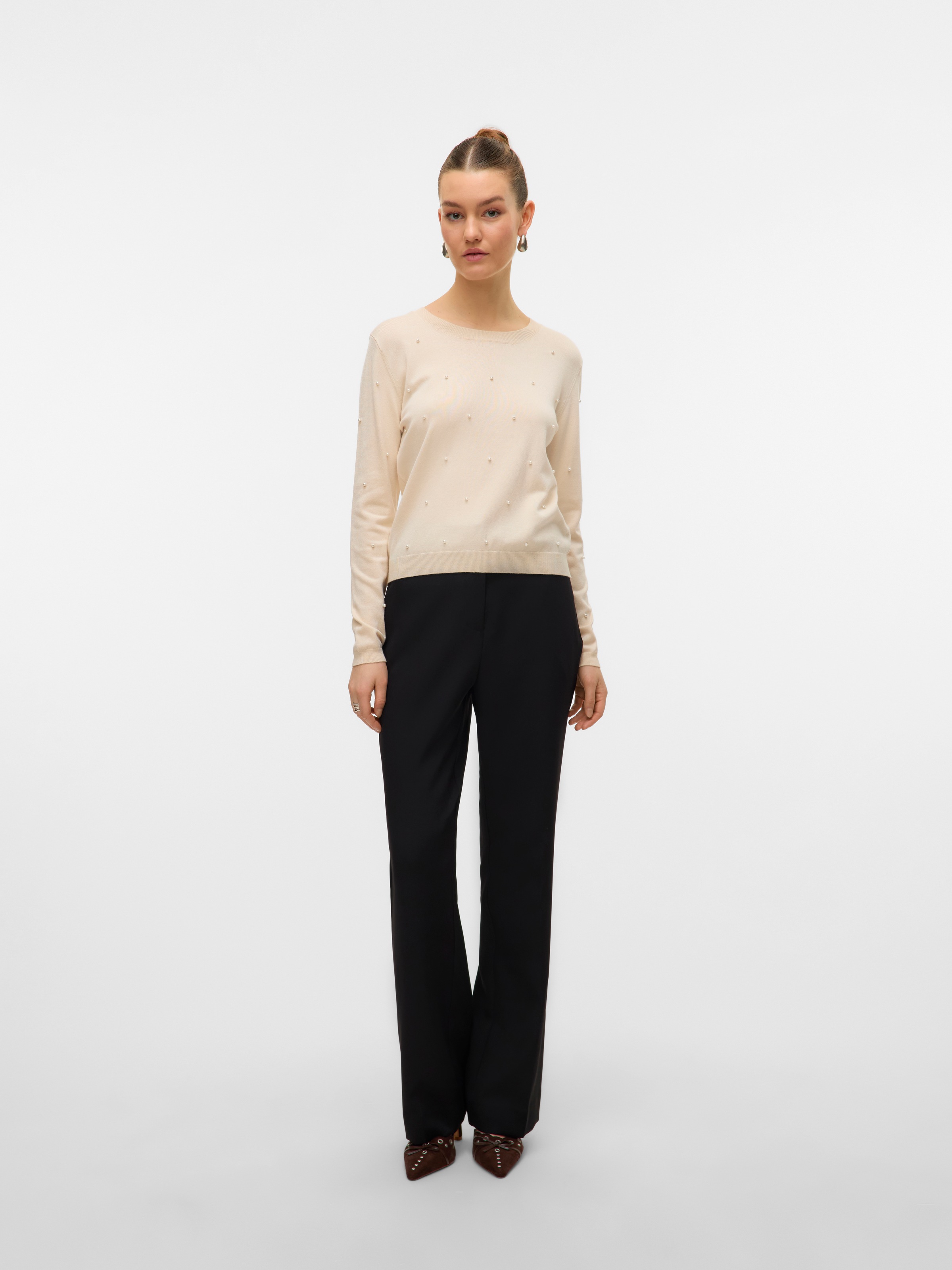 Vero Moda Rundhalspullover »VMGLORY PEARL LS O-NECK PULLOVER BOO«