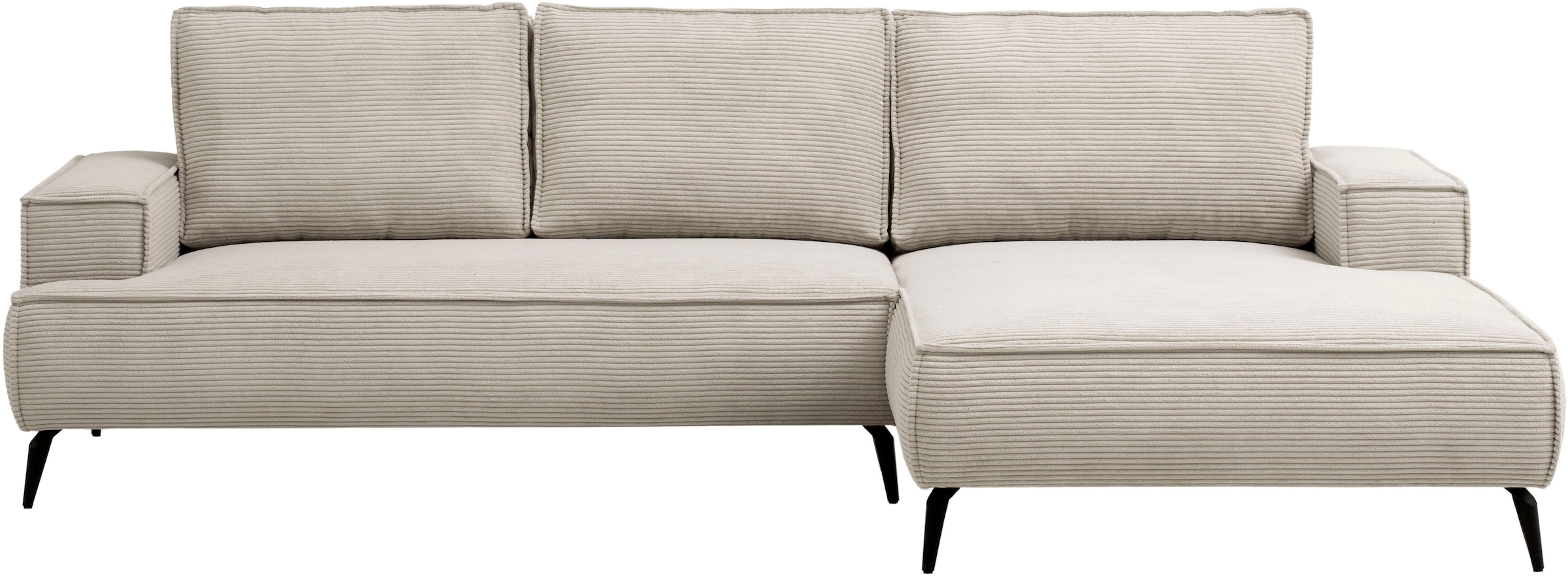 andas Ecksofa »TVINNU, L-Form in Cord, Sofa«, wahlweise Recamiere rechts/links, schwarze Füsse, bequemer Sitzkomfort
